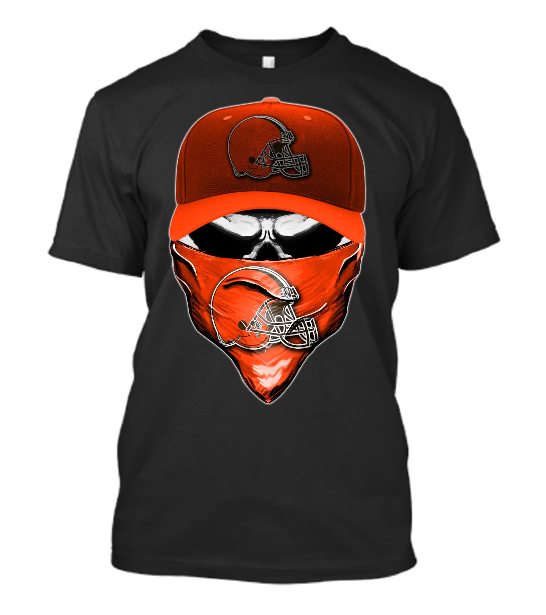 Skull Helmet Bandana CLEVELAND BROWNS Fan Gear T-Shirt
