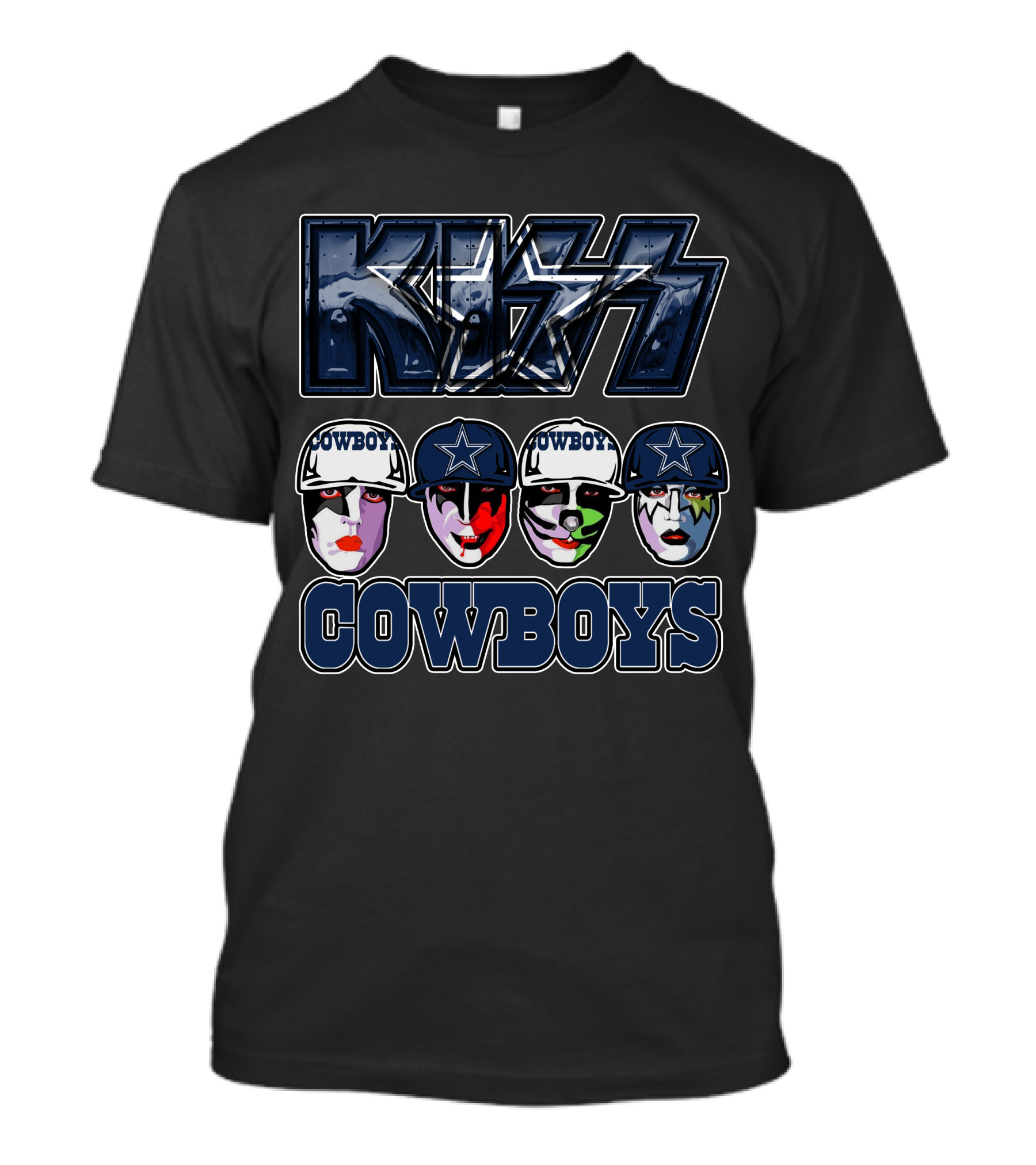 Kiss Cowboys Dallas Football Faces T-Shirt