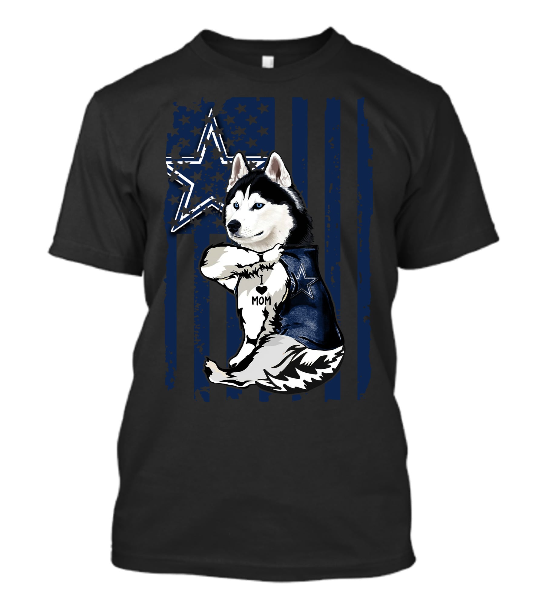 Siberian Husky I Love Mom Dallas Cowboys Star T-Shirt