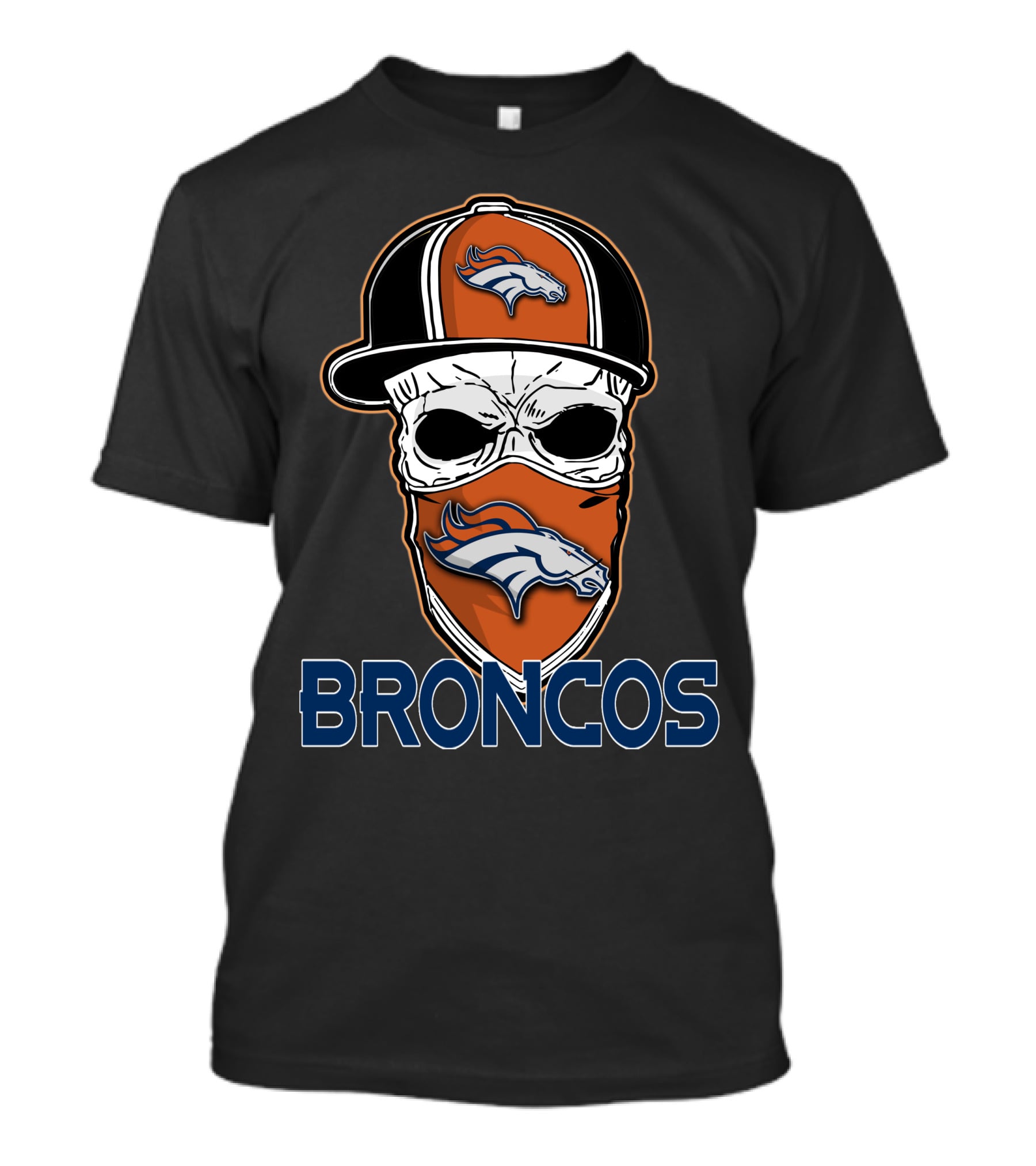 Broncos Skull Cap And Bandana With Denver Broncos T-Shirt