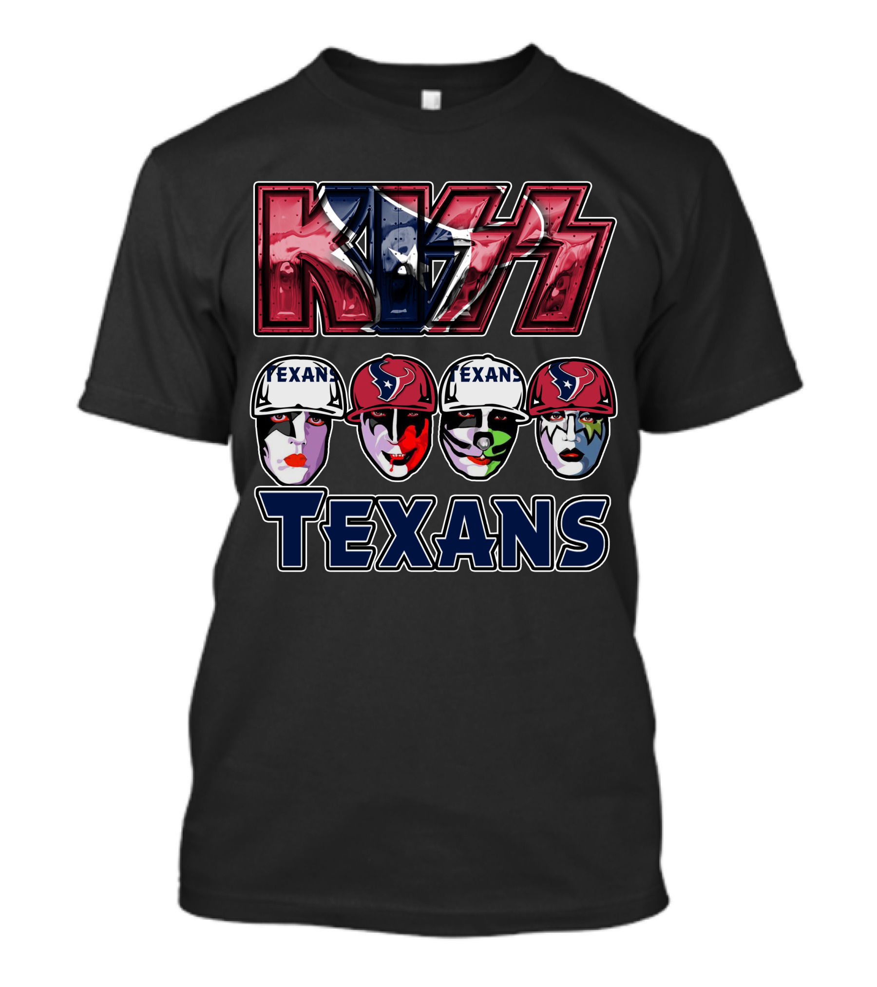 Kiss Houston Texans Rock Band Face Paint Football Fusion T-Shirt