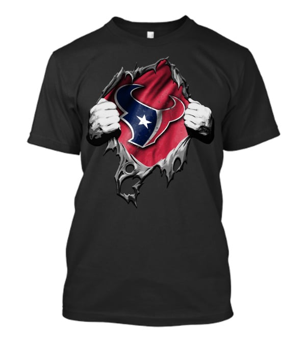 Ripped Houston Texans Logo Concept With Torn Fabric Effect T-Shirt
