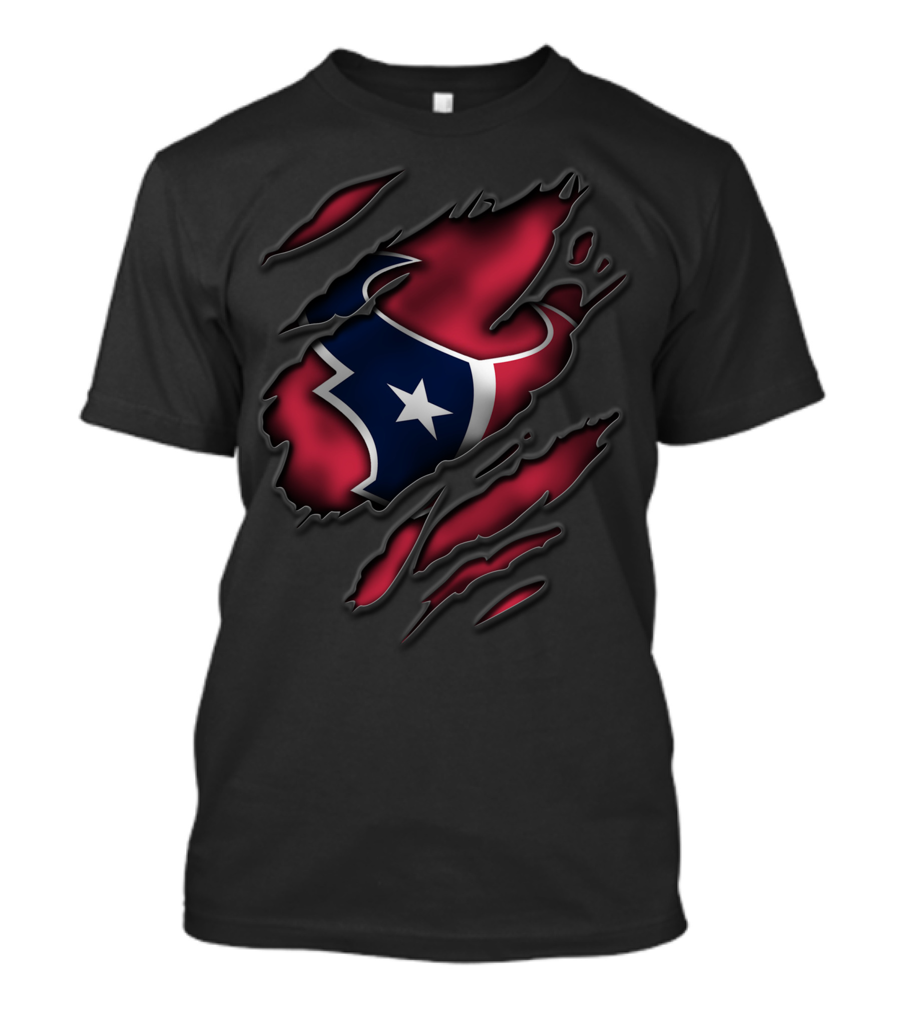 Torn Houston Texans Star Emblem Ripped T-Shirt