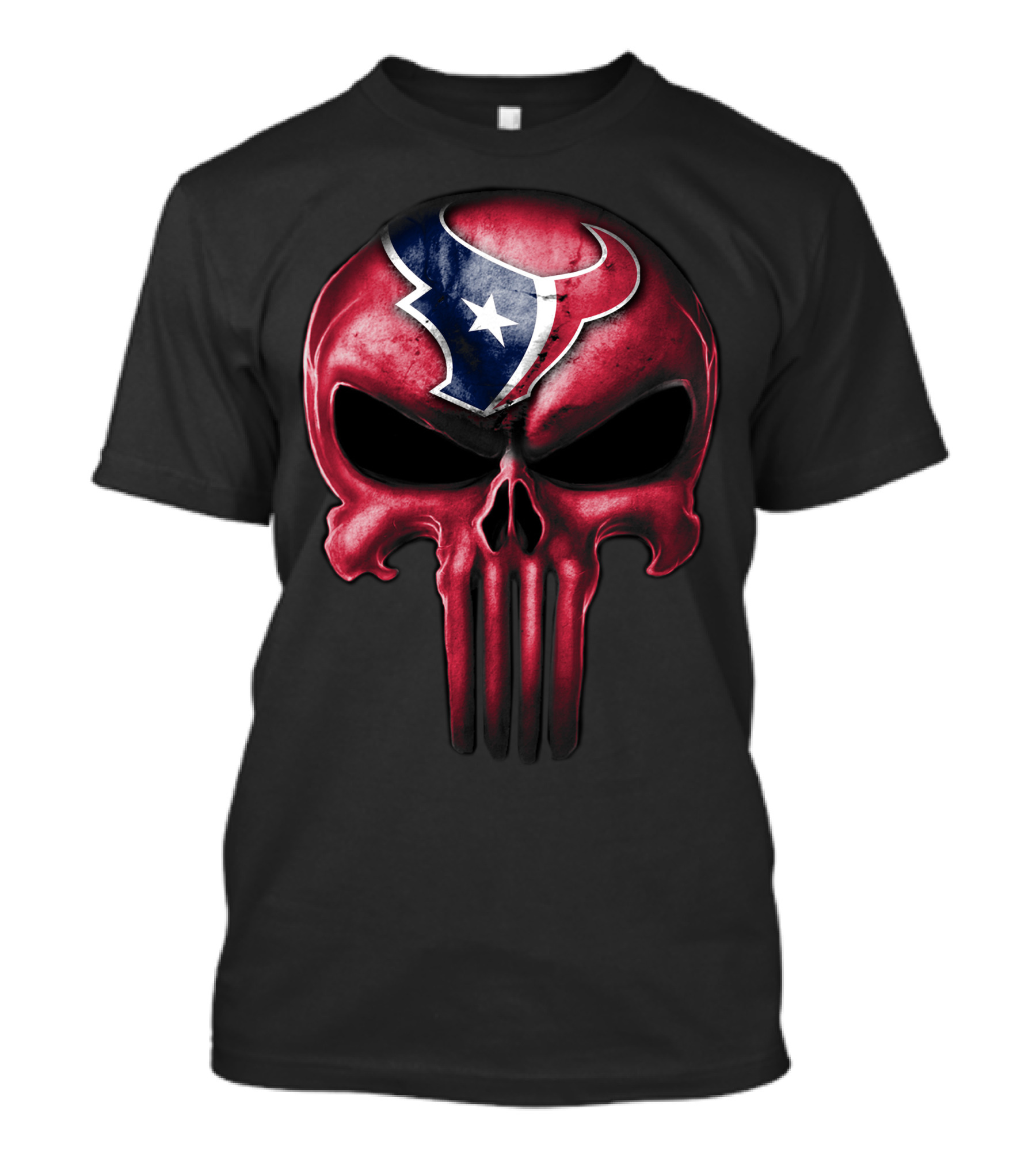 Skull Houston Texans Logo Red And Blue Fusion T-Shirt