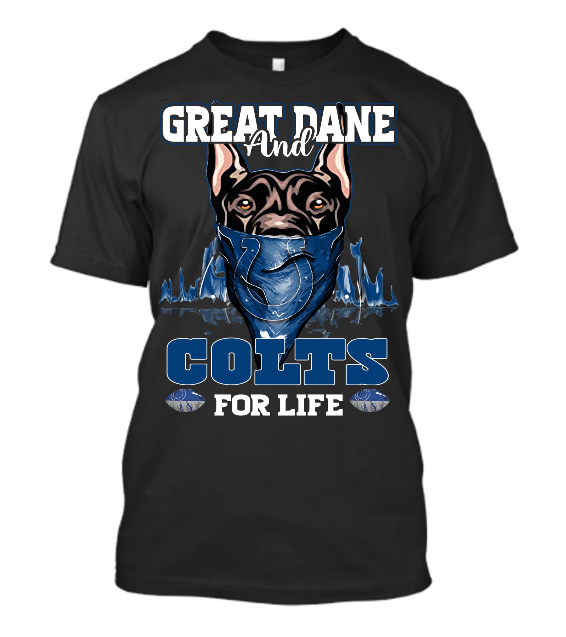 Great Dane And Colts For Life Indianapolis T-Shirt