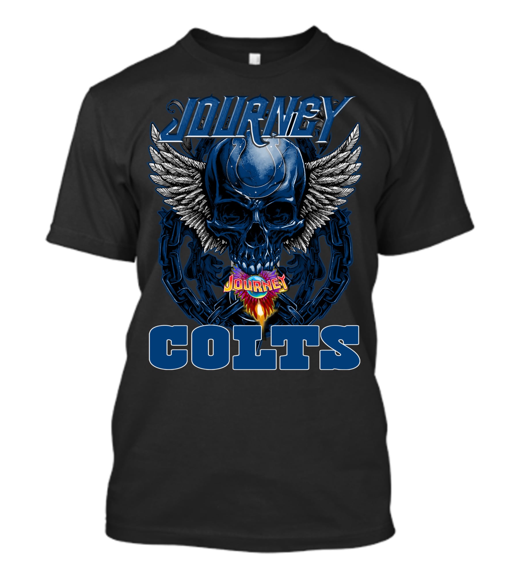 Journey Colts Skull Wings Chain Flame T-Shirt