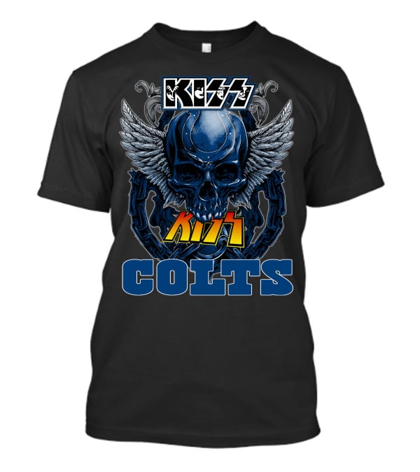Kiss COLTS Skull Winged Design Indianapolis Colts T-Shirt