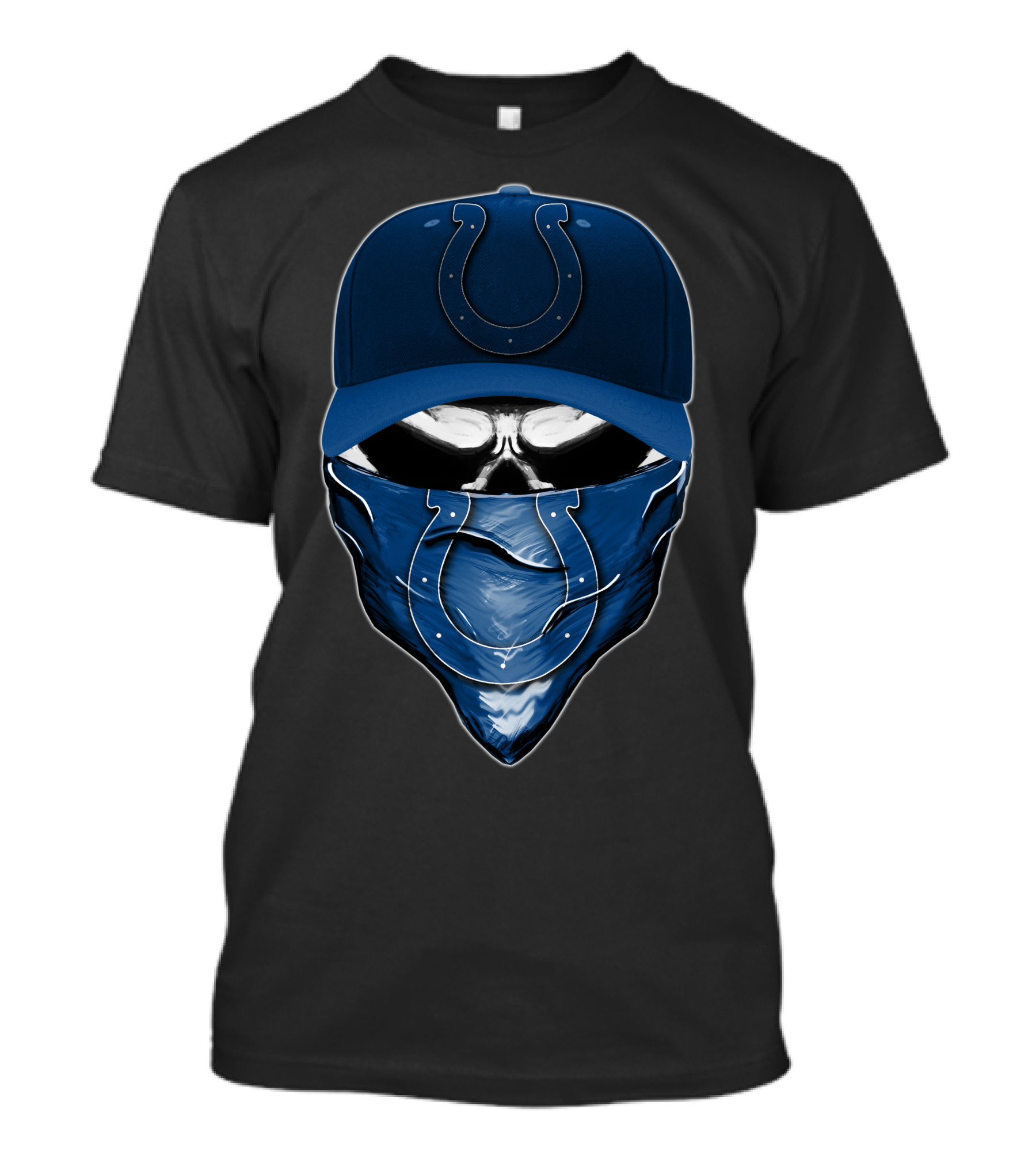 Skull With Indianapolis Colts Cap And Bandana T-Shirt