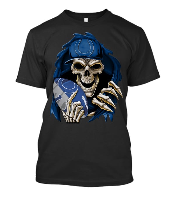 Skullbong Indianapolis Colts Skeleton Football Fan Official Wilson Ball T-Shirt