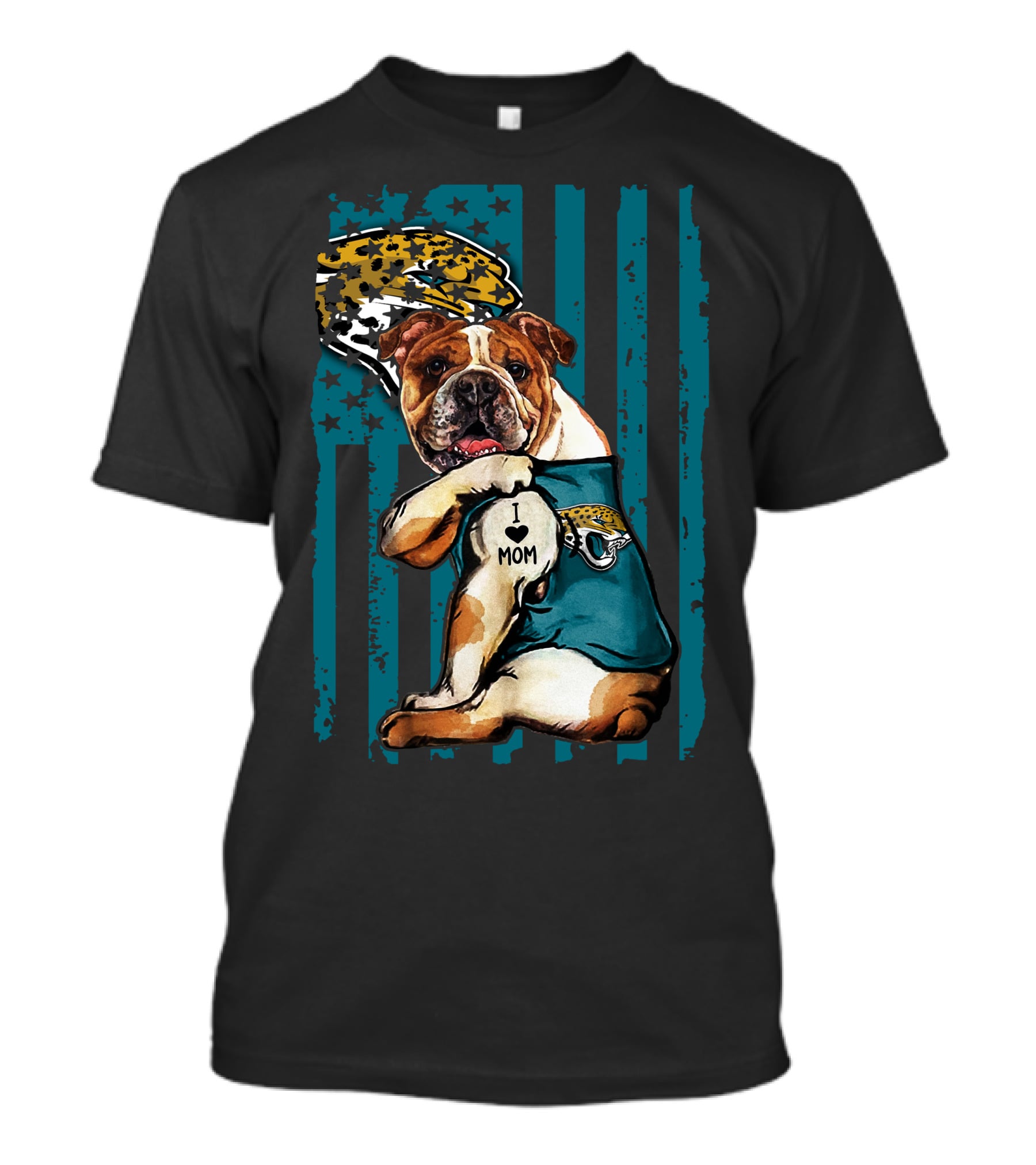 Bulldog I Love Mom Jacksonville Jaguars T-Shirt