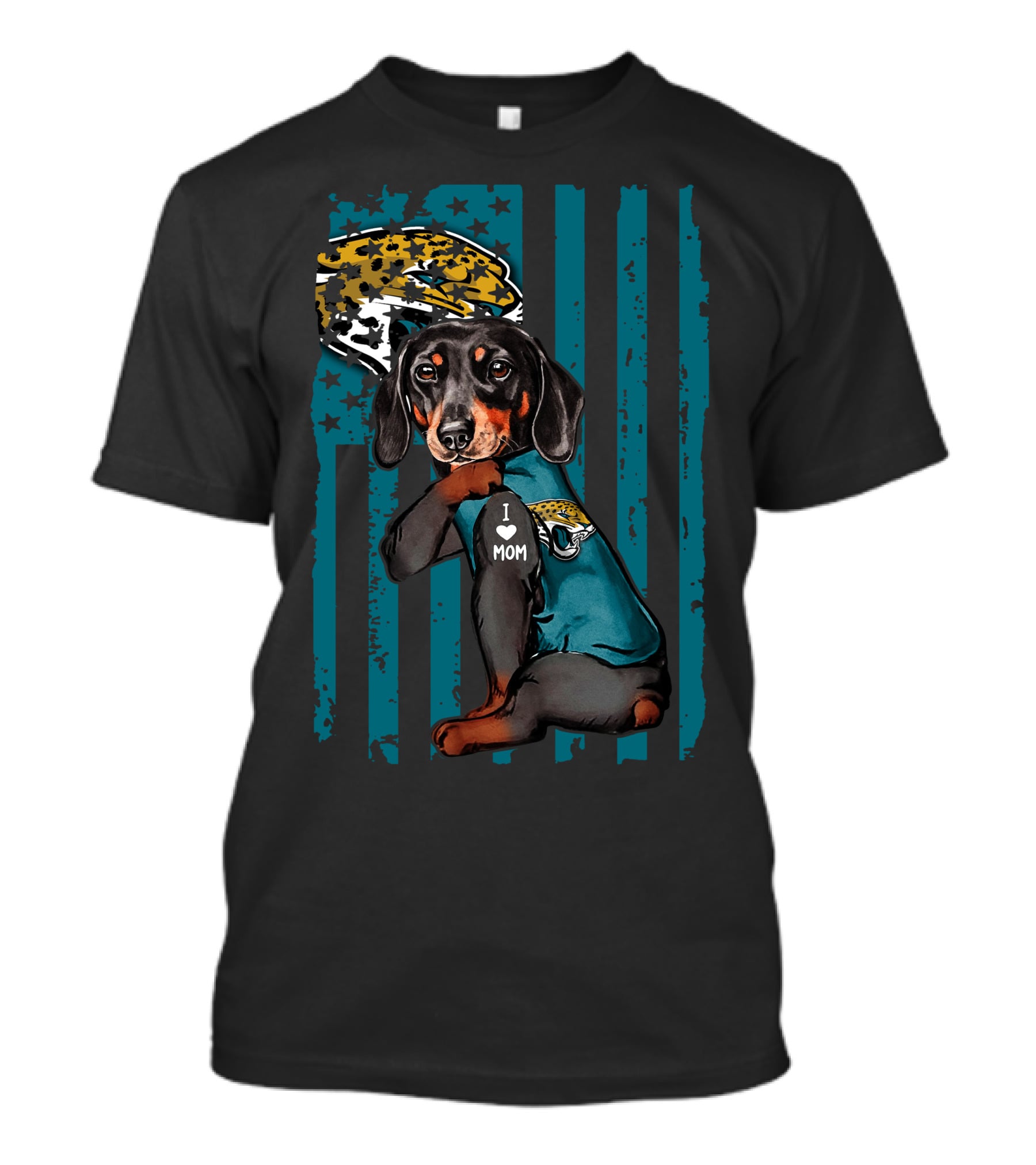 Dachshund I Love Mom Jacksonville Jaguars Helmet T-Shirt