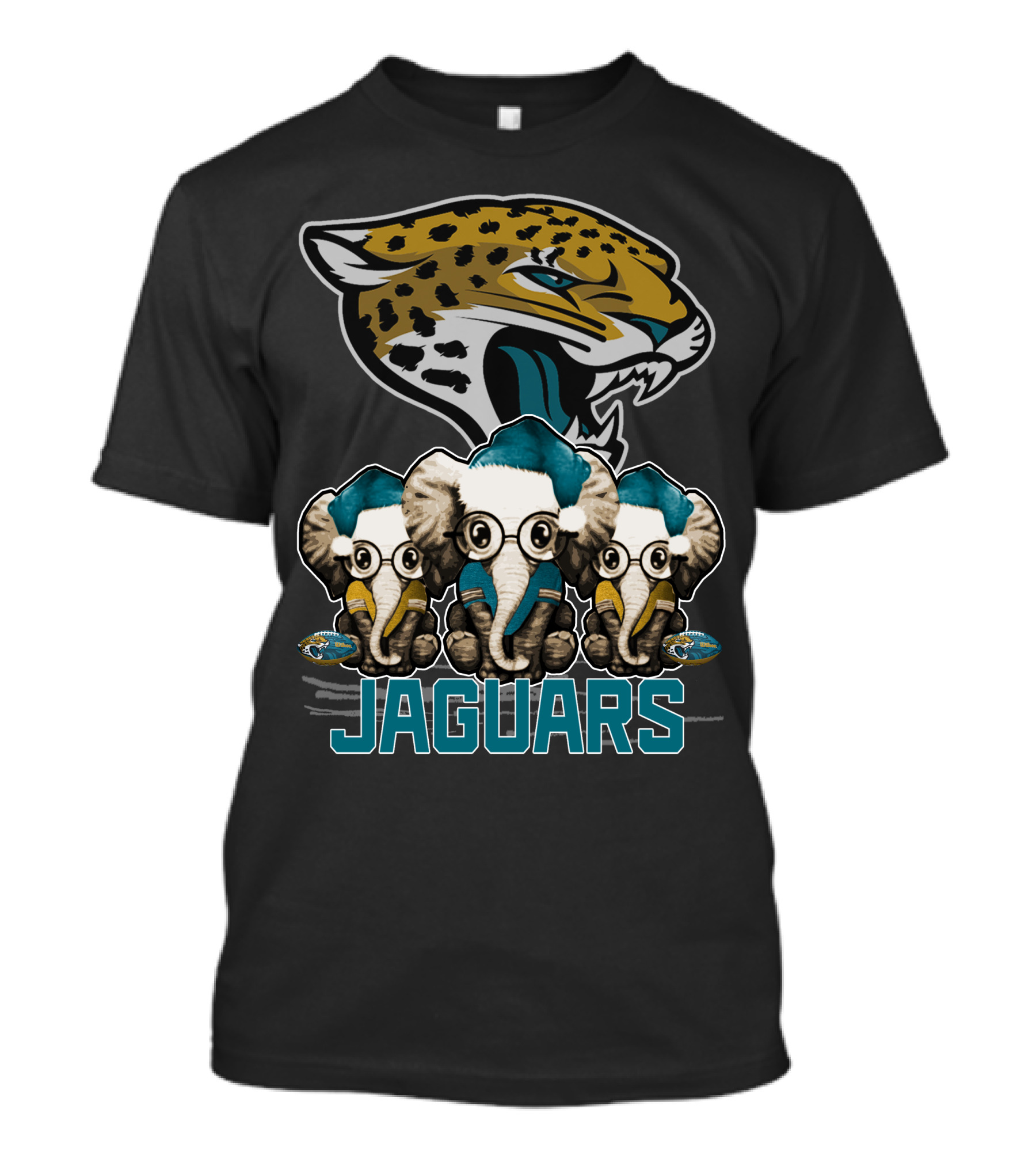 Jaguars Elephant Trio Xmas Jacksonville Jaguars T-Shirt