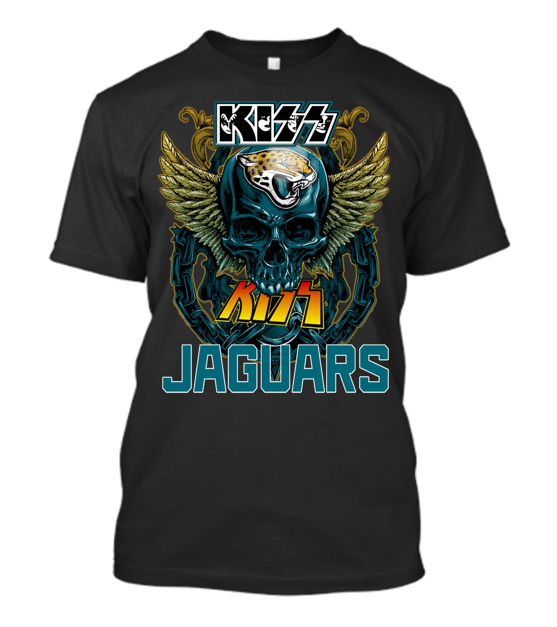 Kiss Jacksonville Jaguars Skull Wings T-Shirt