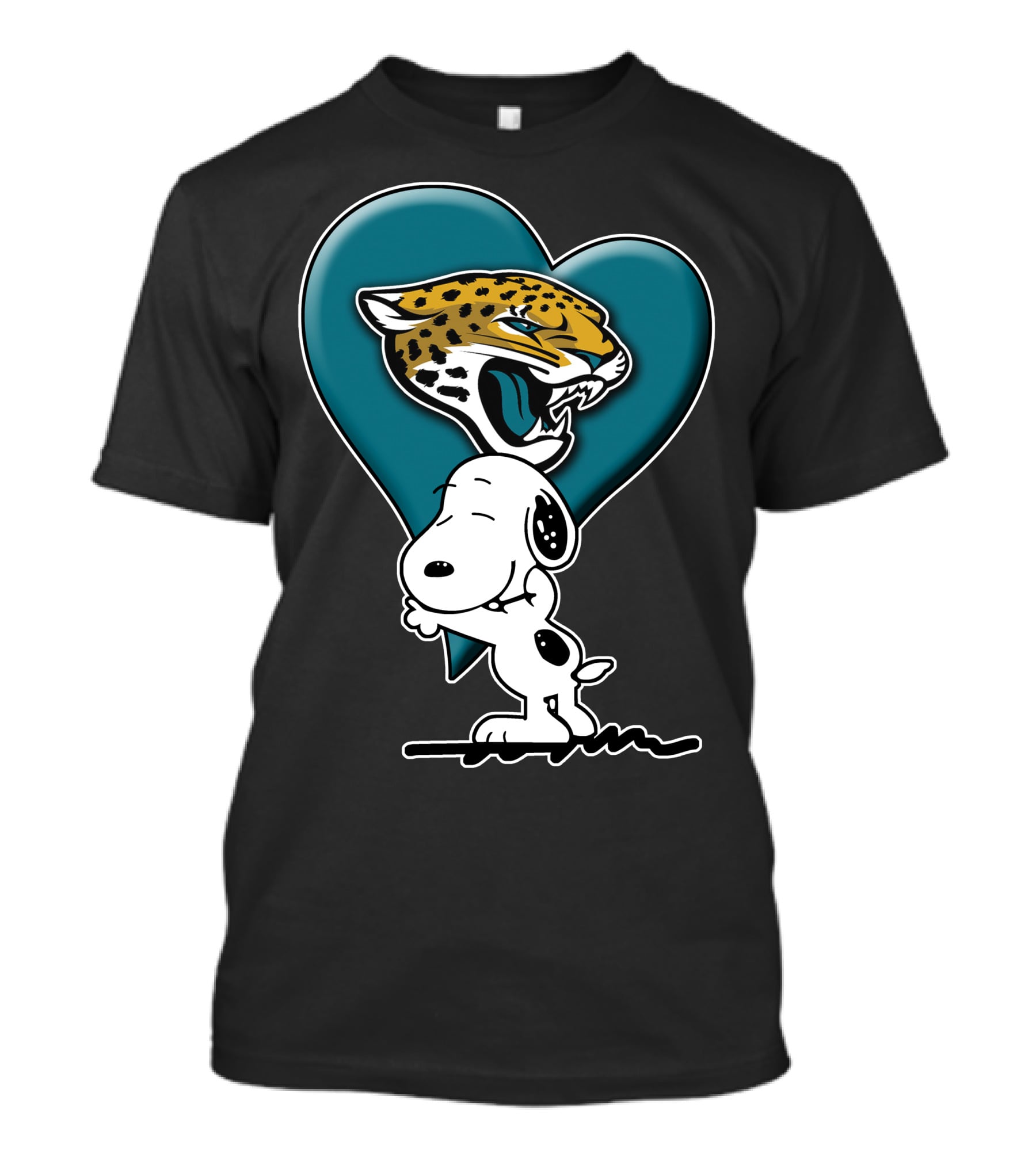 Snoopy Heart Embrace With Jacksonville Jaguars T-Shirt