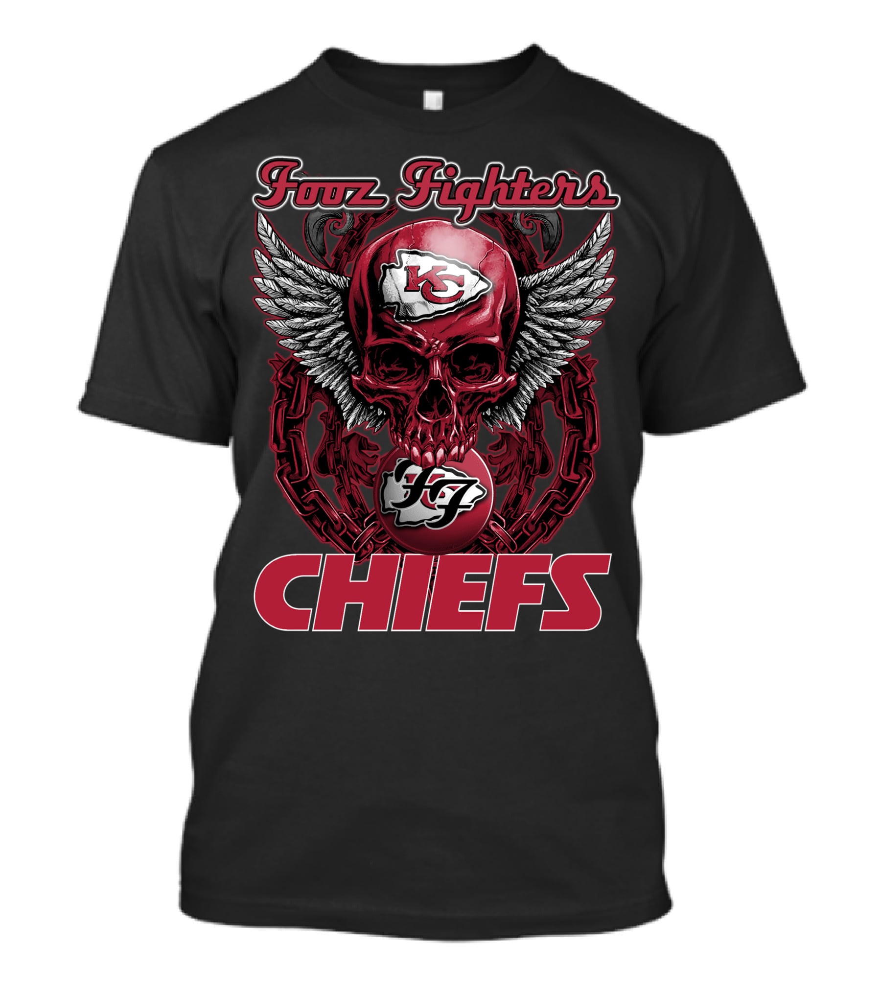 Foo Fighters Kansas City Chiefs Skull Wings T-Shirt