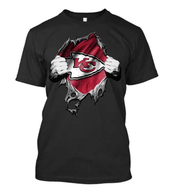 Torn Kansas City Chiefs Logo Ripped Effect T-Shirt