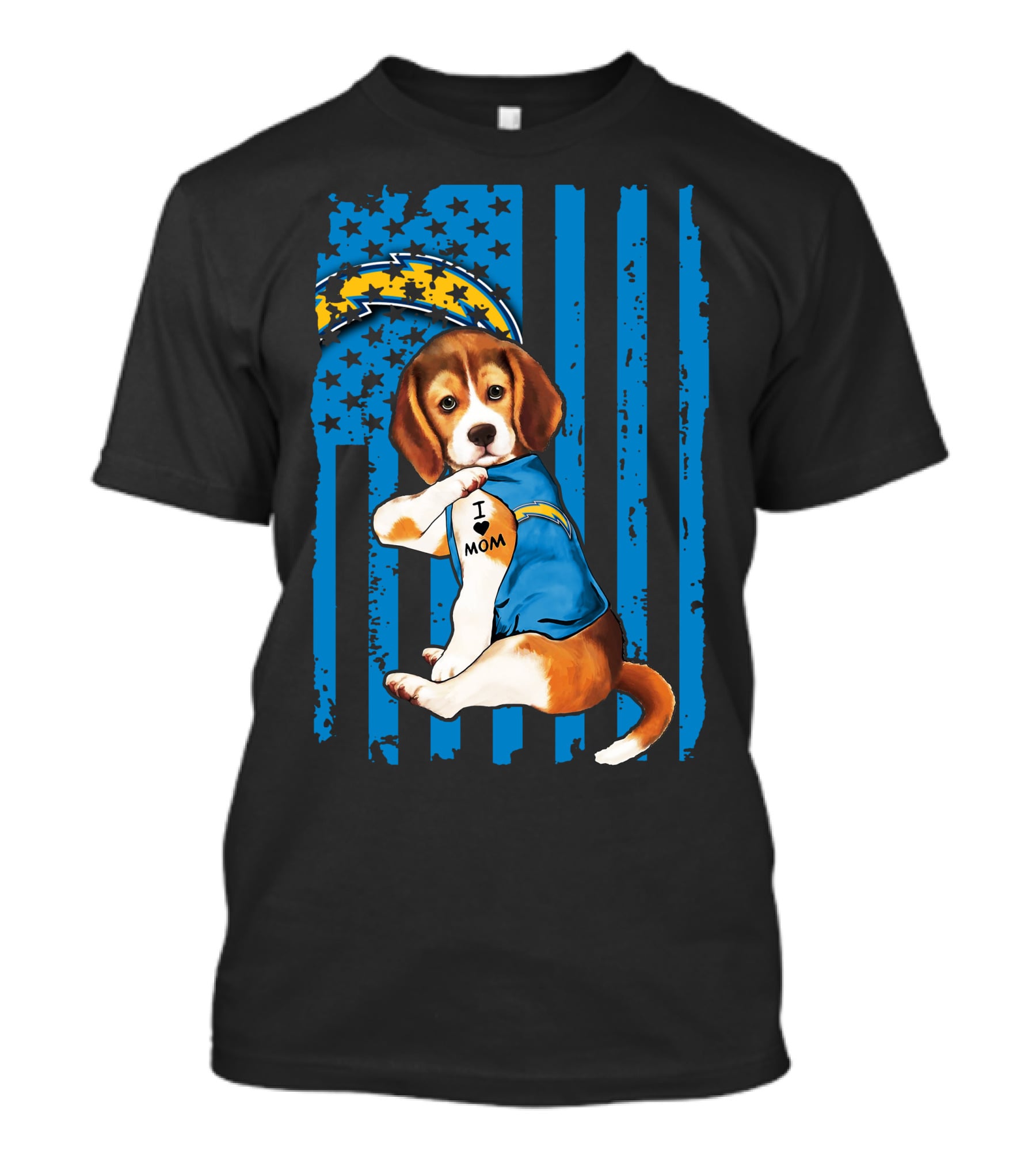 Beagle I Love Mom Los Angeles Chargers T-Shirt