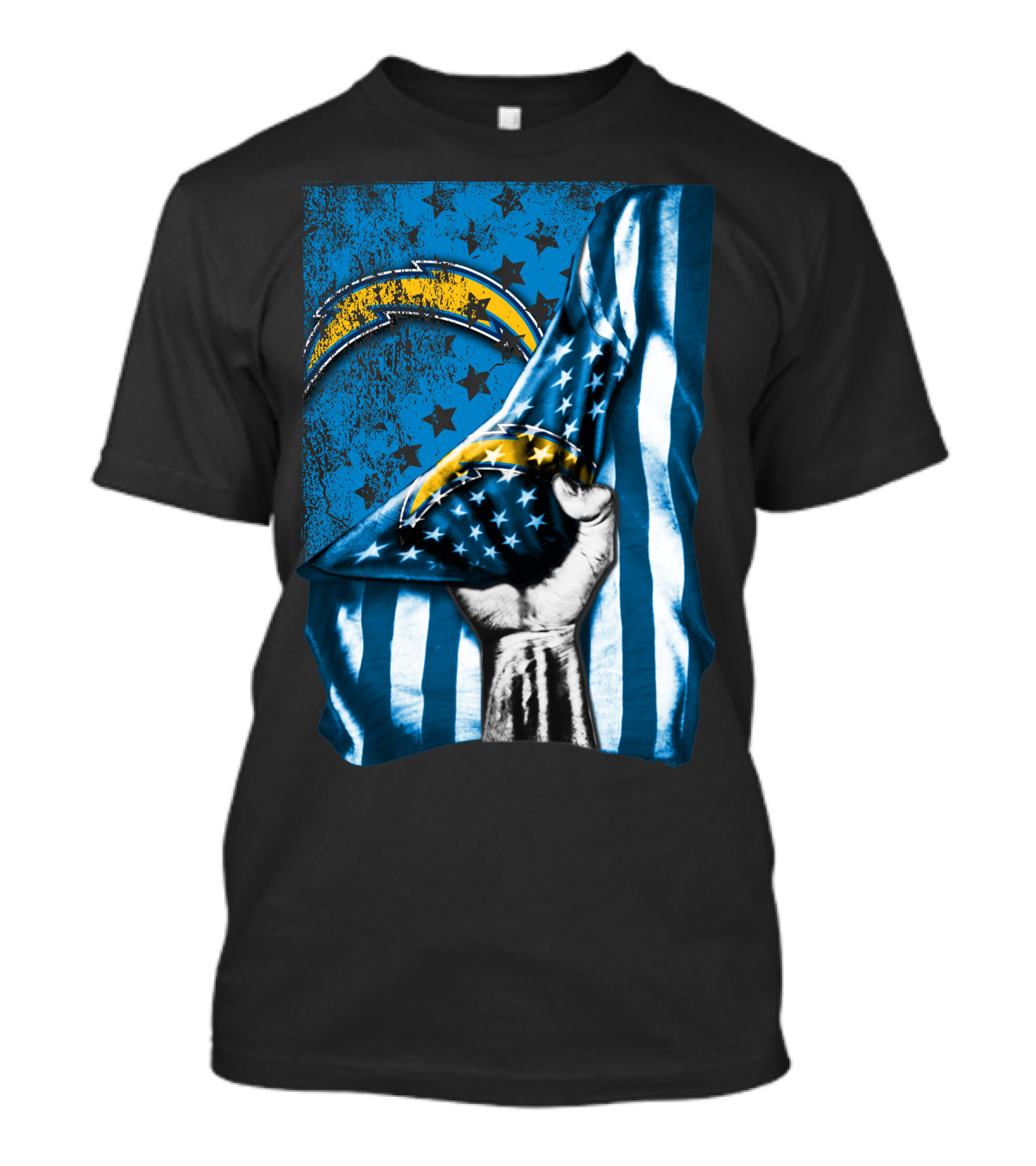 Los Angeles Chargers American Flag Fist Power Stars T-Shirt