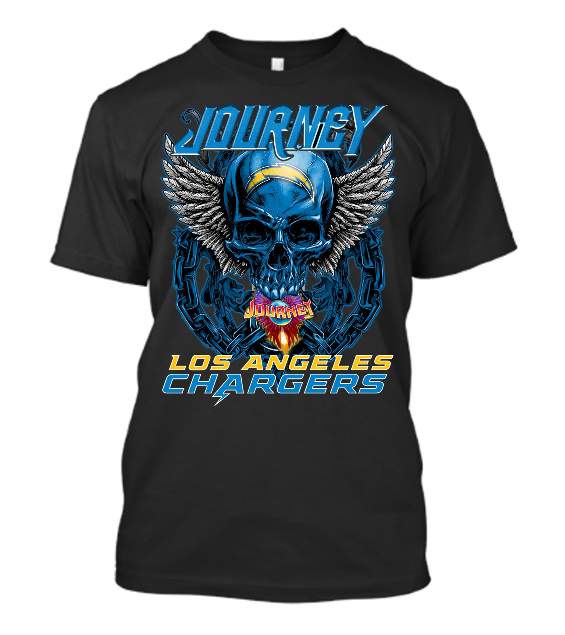 Journey Los Angeles Chargers Skull Winged Helmet T-Shirt
