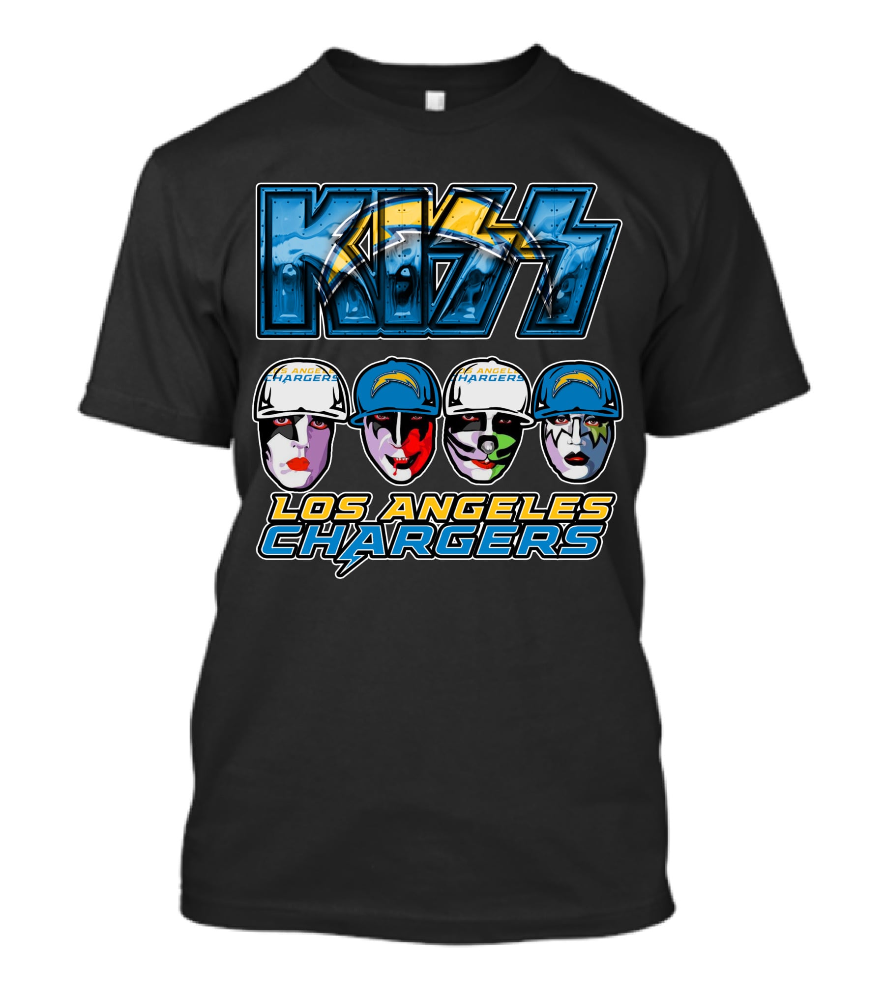 Kiss Los Angeles Chargers Band Face Paint NFL Crossover T-Shirt