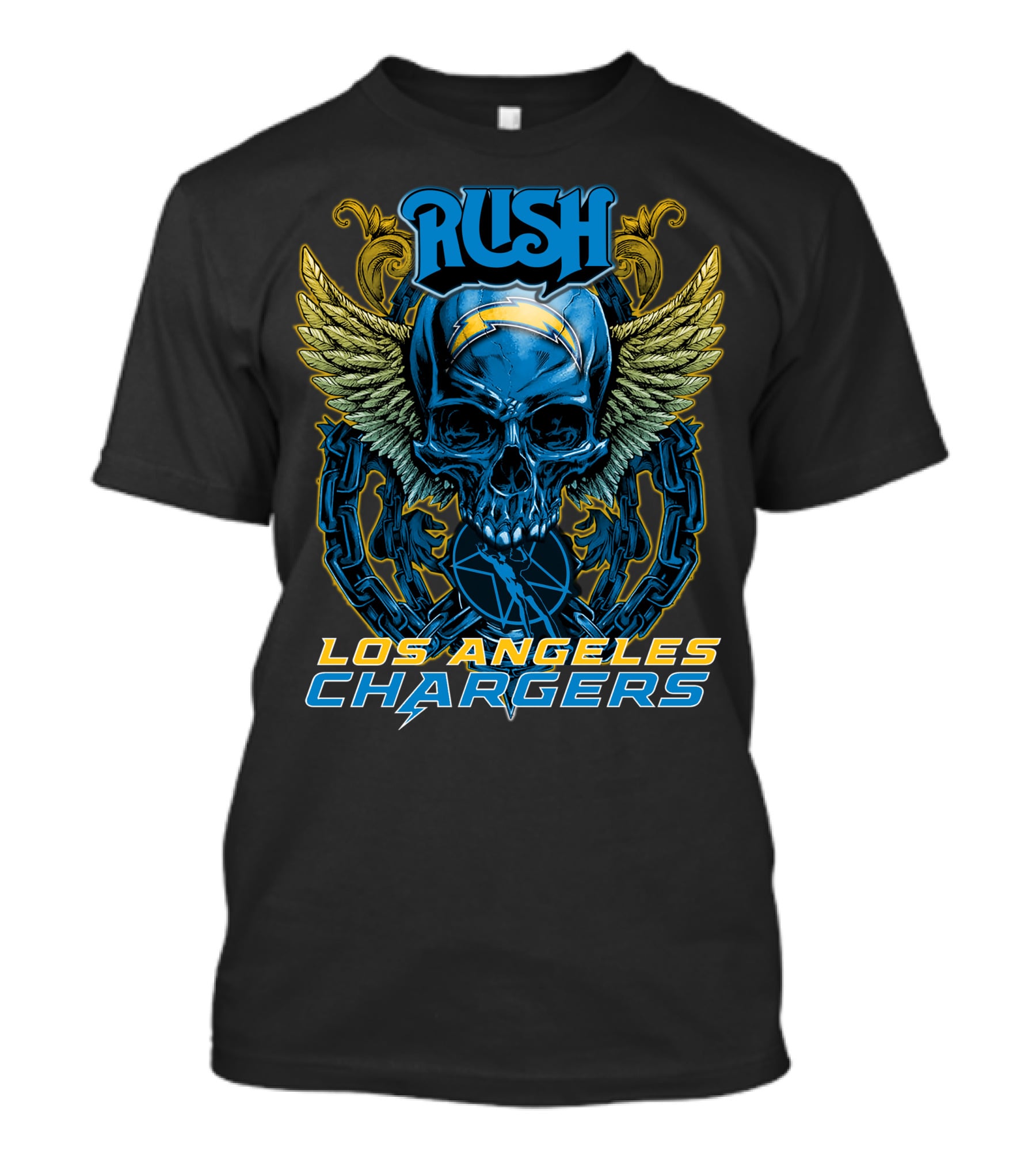 Rush Los Angeles Chargers Skull With Wings T-Shirt