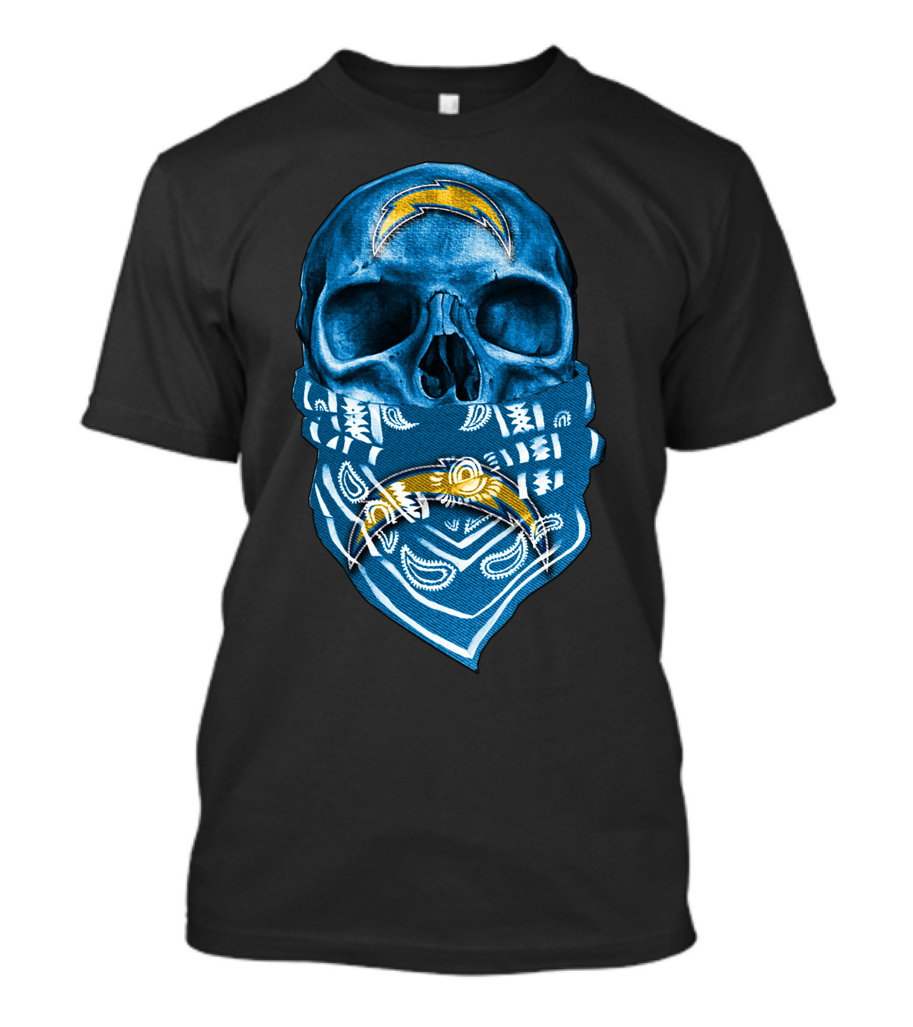 Skull Bandana Los Angeles Chargers T-Shirt