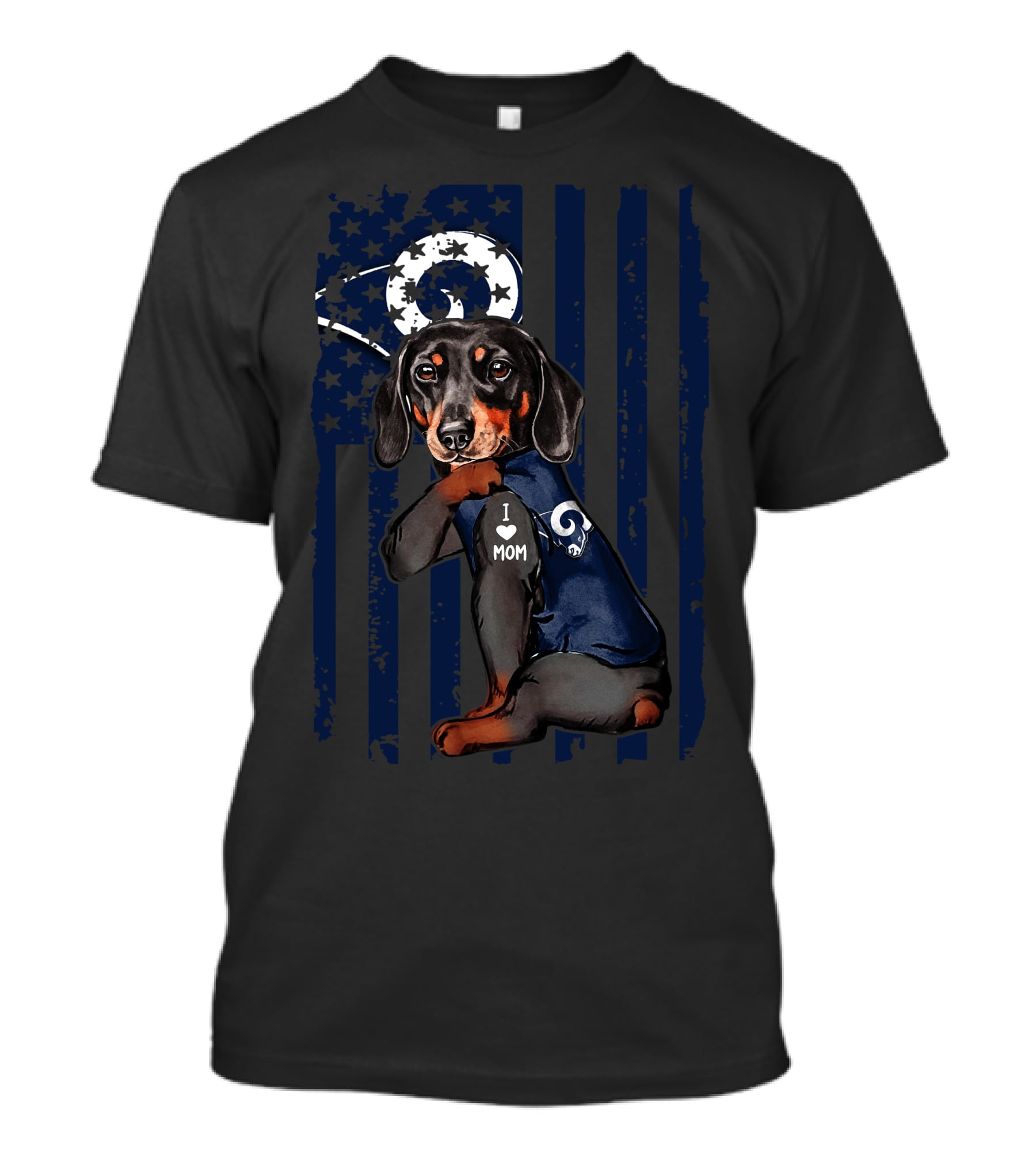 Dachshund I Love Mom Los Angeles Rams T-Shirt