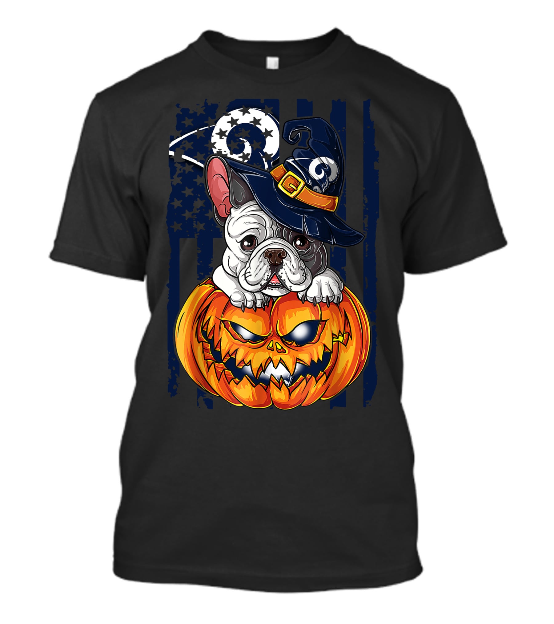 Hlw Bulldog Wizards Hat Pumpkin Los Angeles Rams T-Shirt