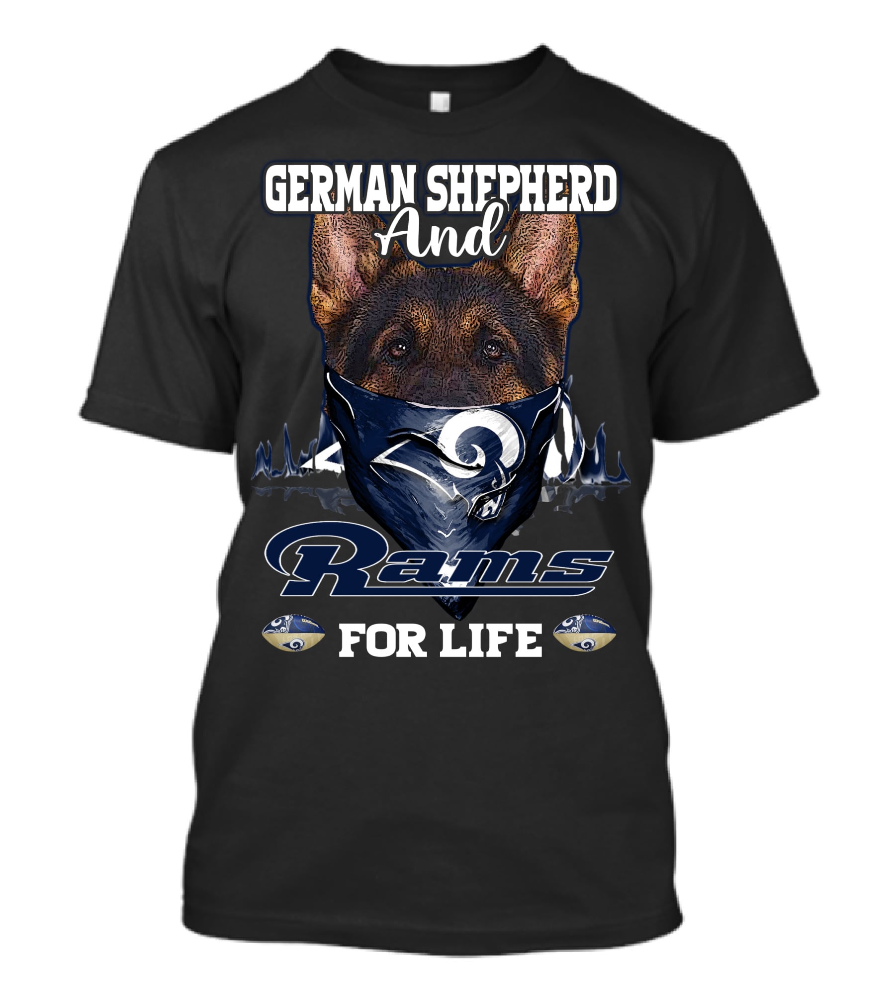 German Shepherd And Rams For Life Los Angeles T-Shirt