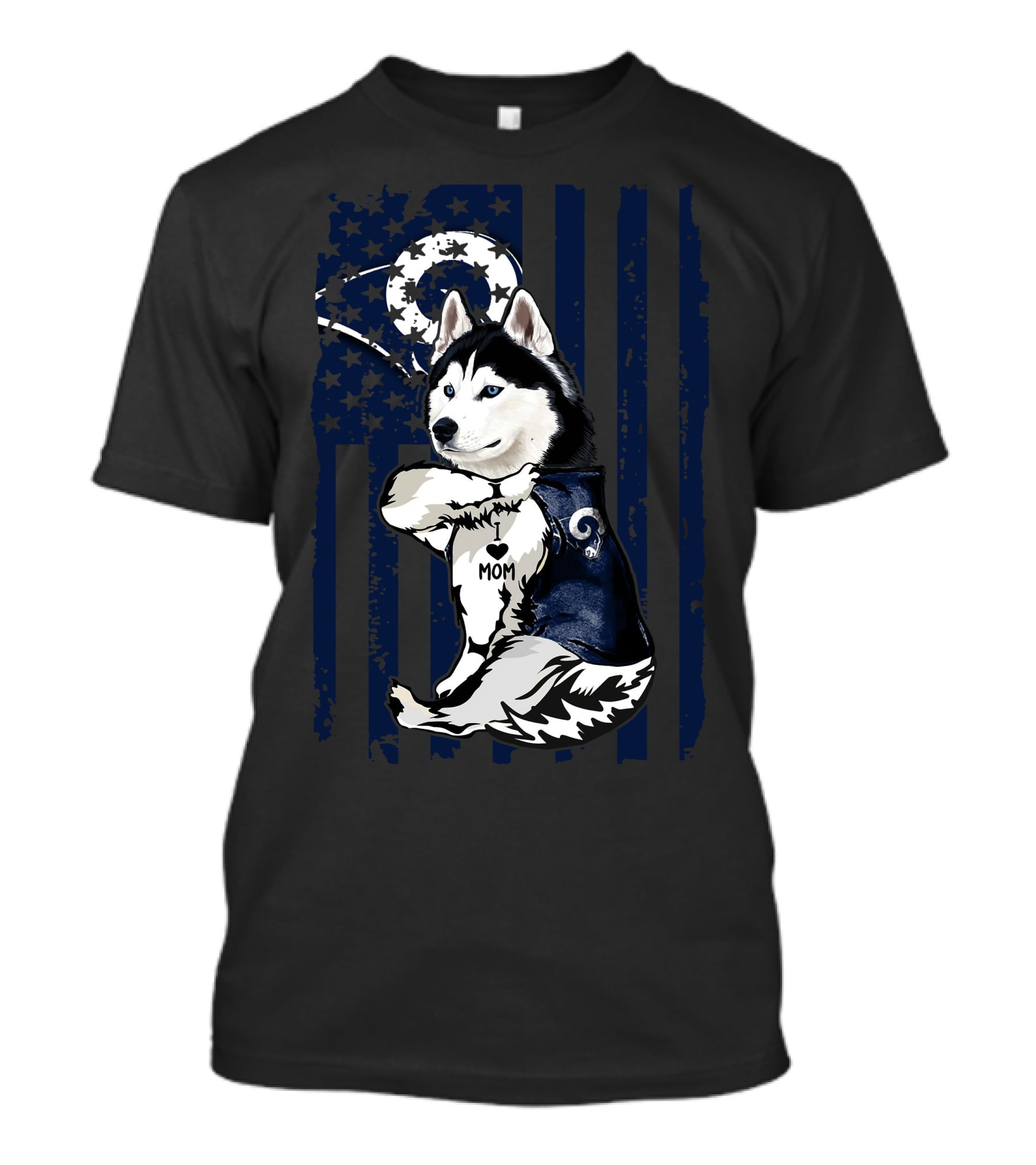 Siberian Husky Los Angeles Rams Mom T-Shirt