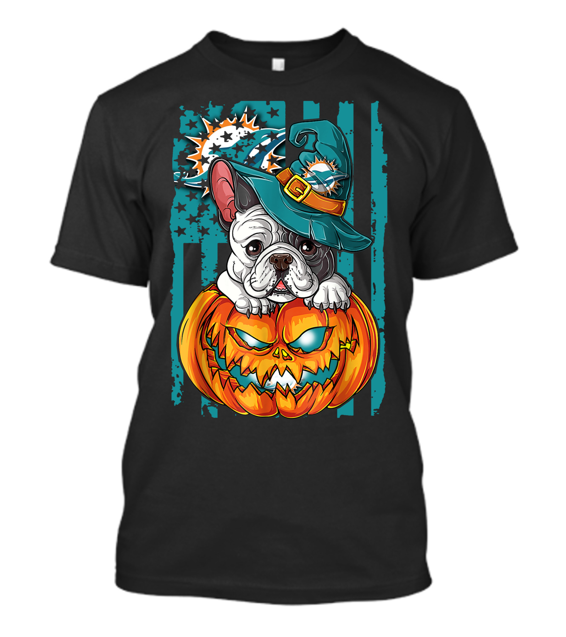 Hlw Bulldog Miami Dolphins Halloween Pumpkin Magic T-Shirt