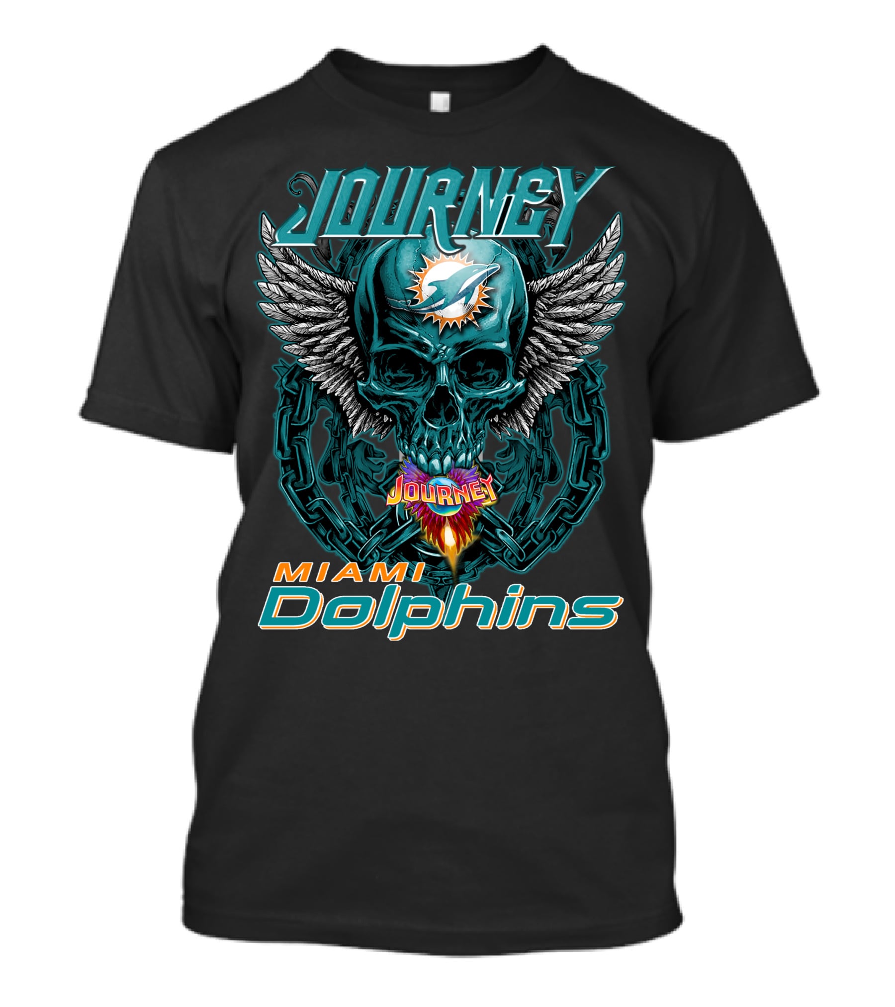 Journey Miami Dolphins Skull Wings T-Shirt