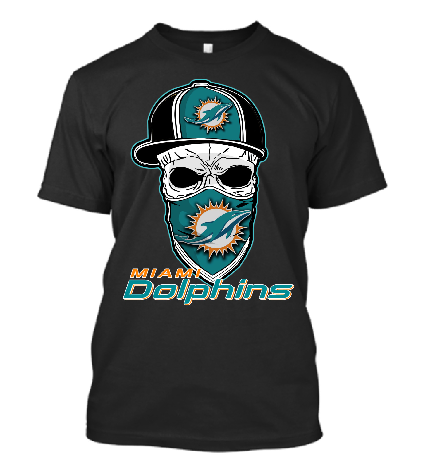 Miami Dolphins Skull Hat T-Shirt