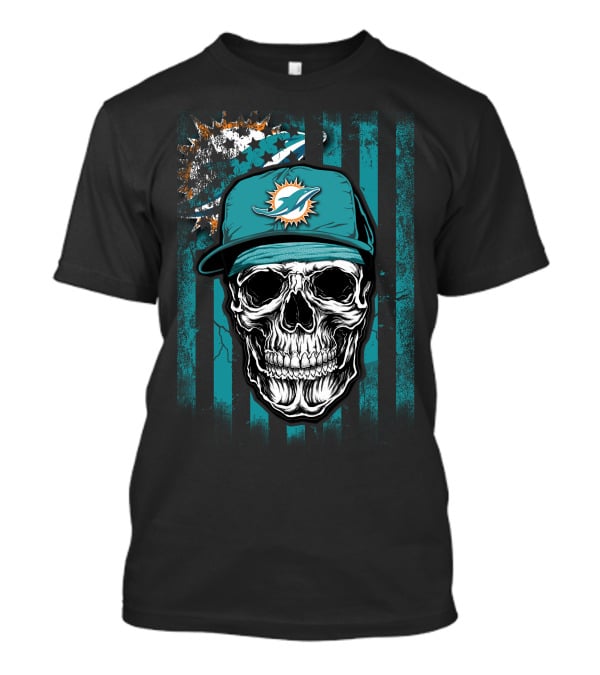 Miami Dolphins Skull Hat Fan T-Shirt