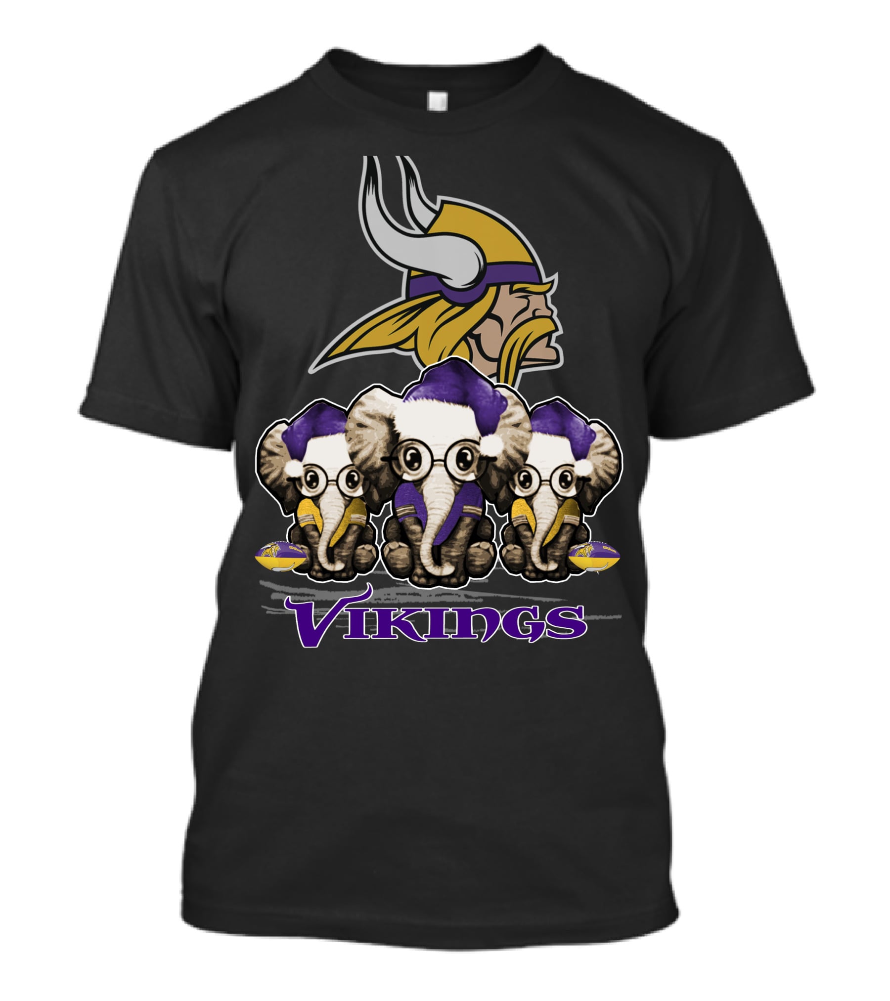 Elephan Xmas Minnesota Vikings Santa Hat Football T-Shirt