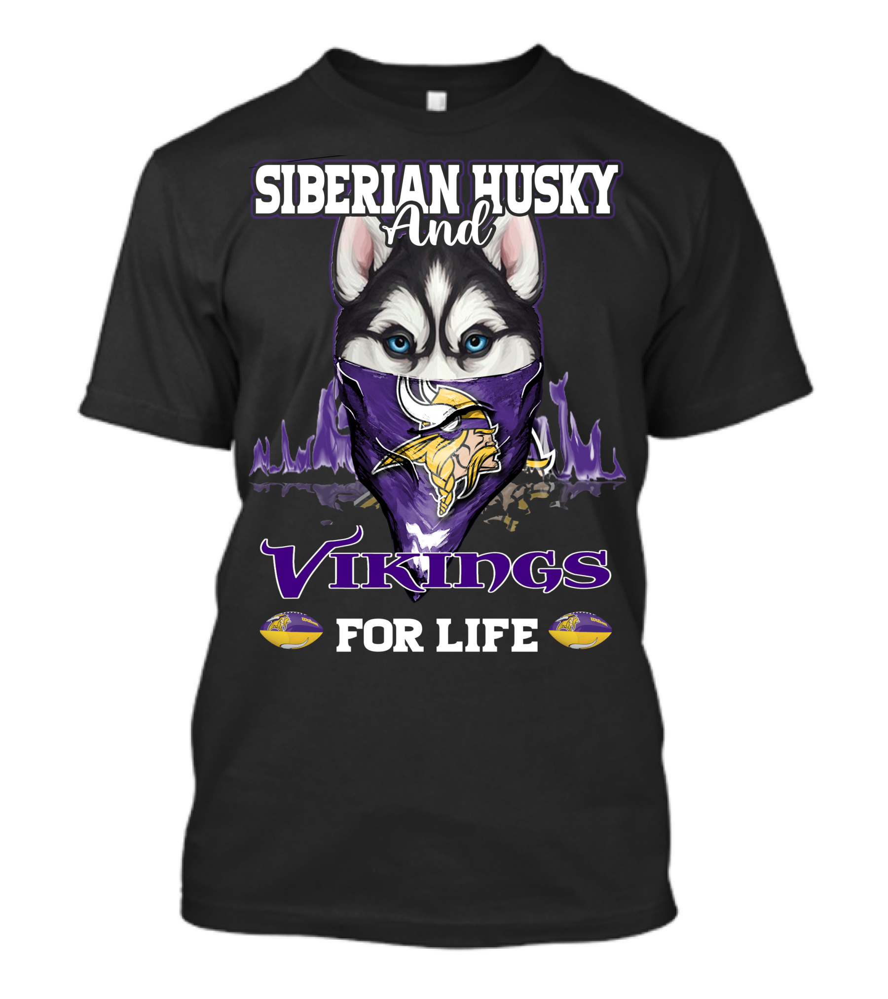 Siberian Husky And Vikings For Life T-Shirt