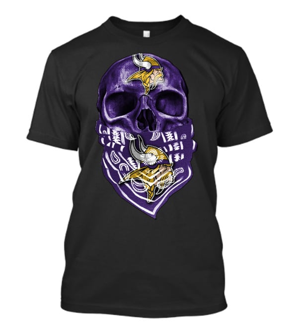 Skull Purple Bandana Minnesota Vikings NFL Football Team T-Shirt
