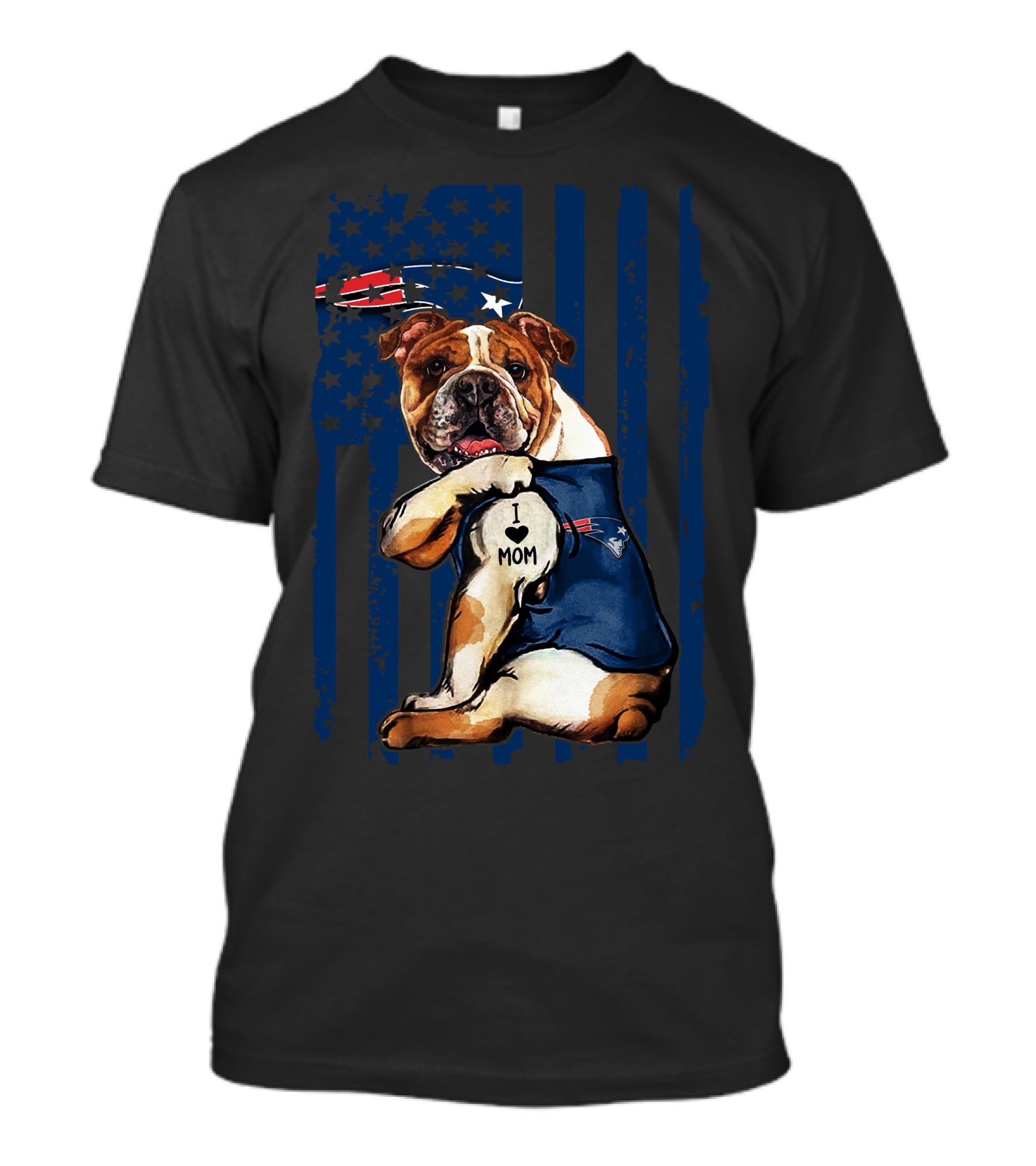 Bulldog I Love Mom New England Patriots T-Shirt