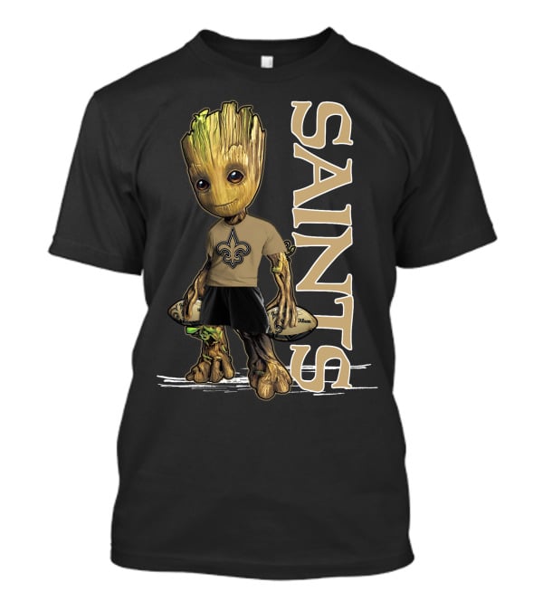 Groot New Orleans Saints Guardian With Fleur-de-Lis T-Shirt