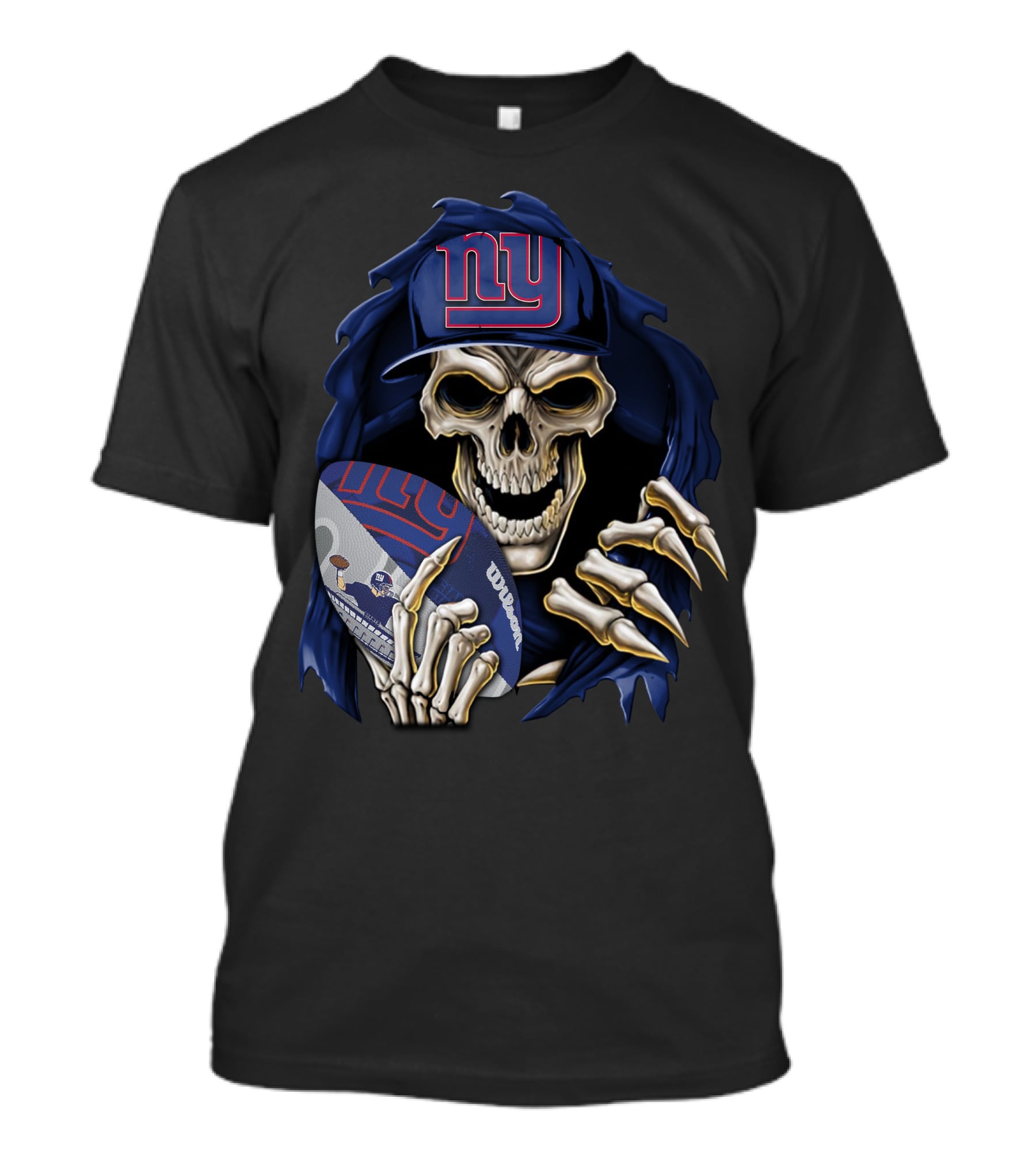 Skullbong New York Giants Skull Football T-Shirt