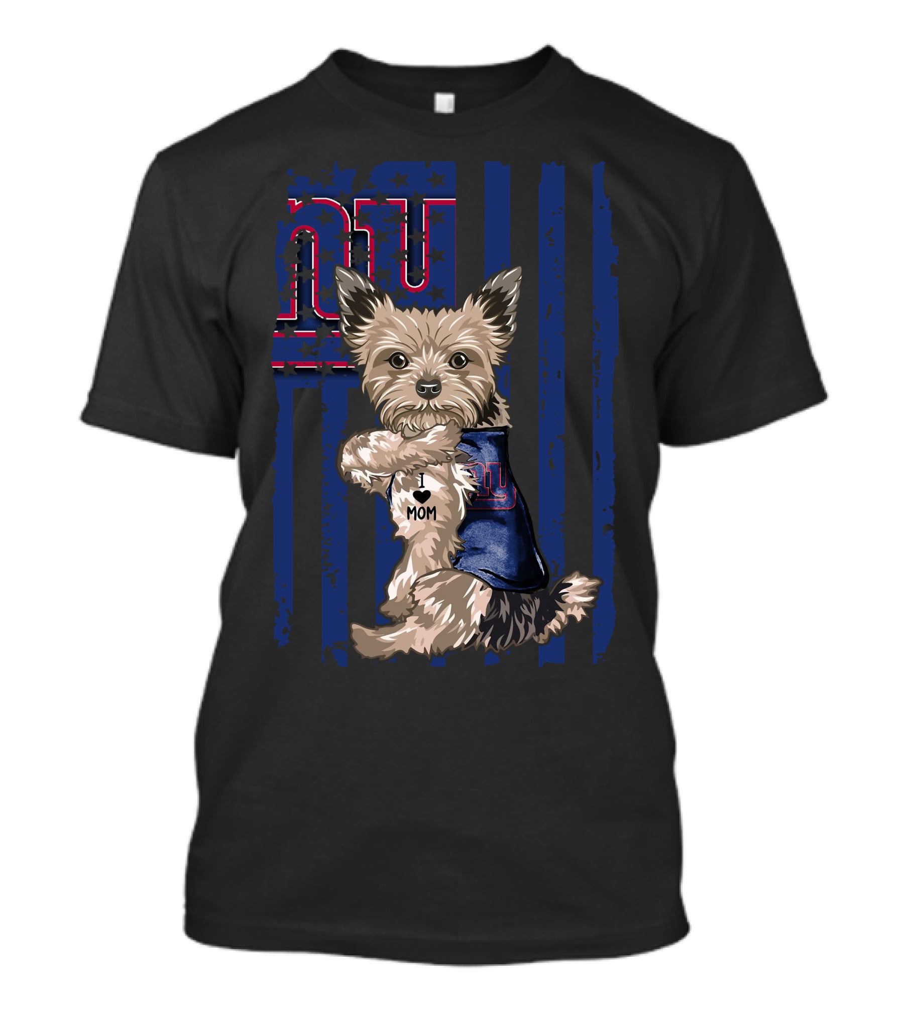 Yorkshire Terrier I Love Mom New York Giants Fan T-Shirt