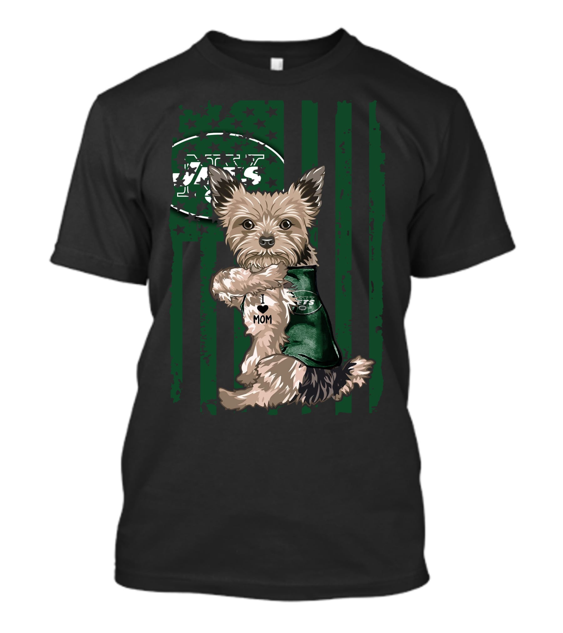 Yorkshire Terrier I Love Mom New York Jets T-Shirt