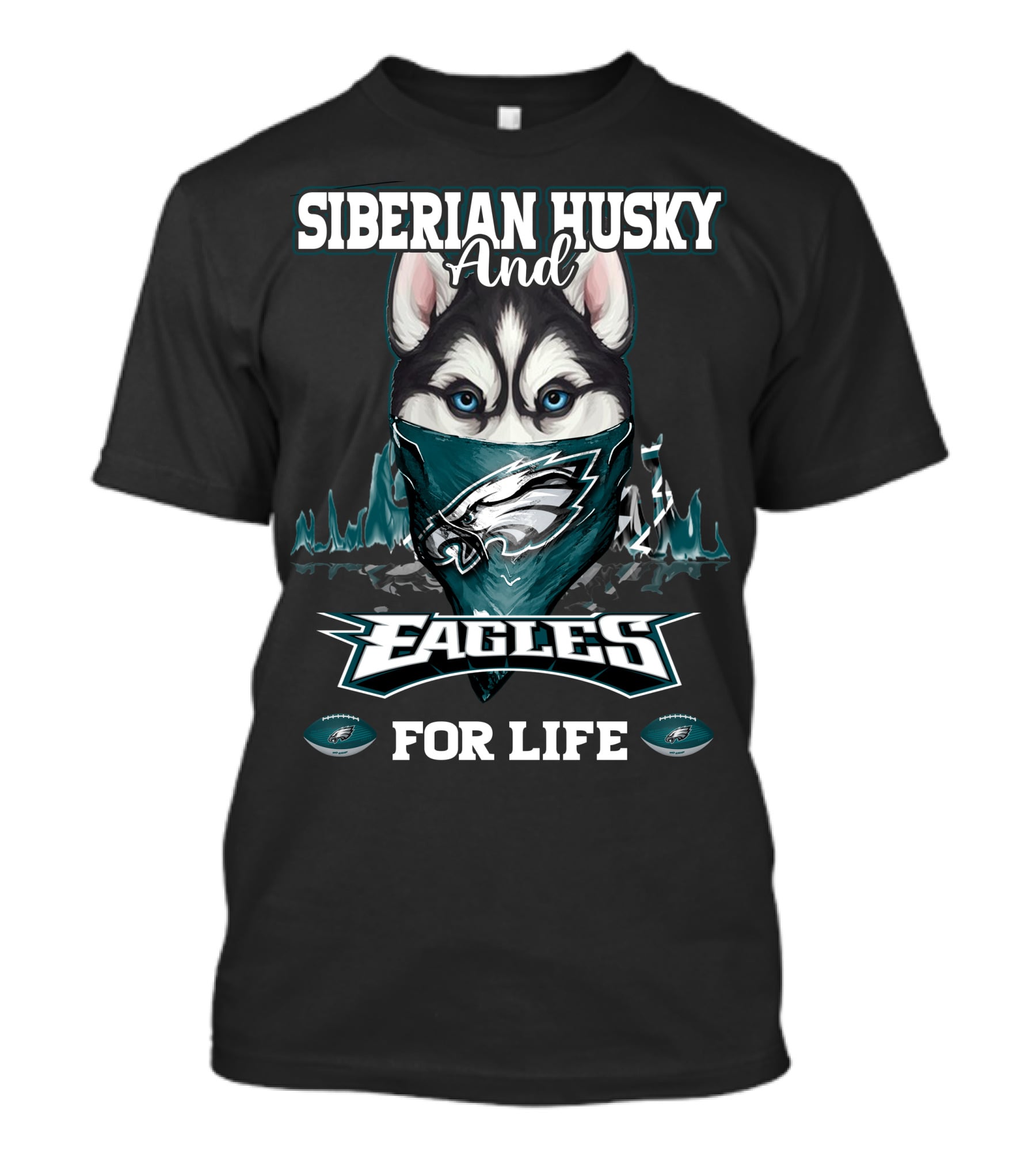 Siberian Husky And Eagles For Life T-Shirt