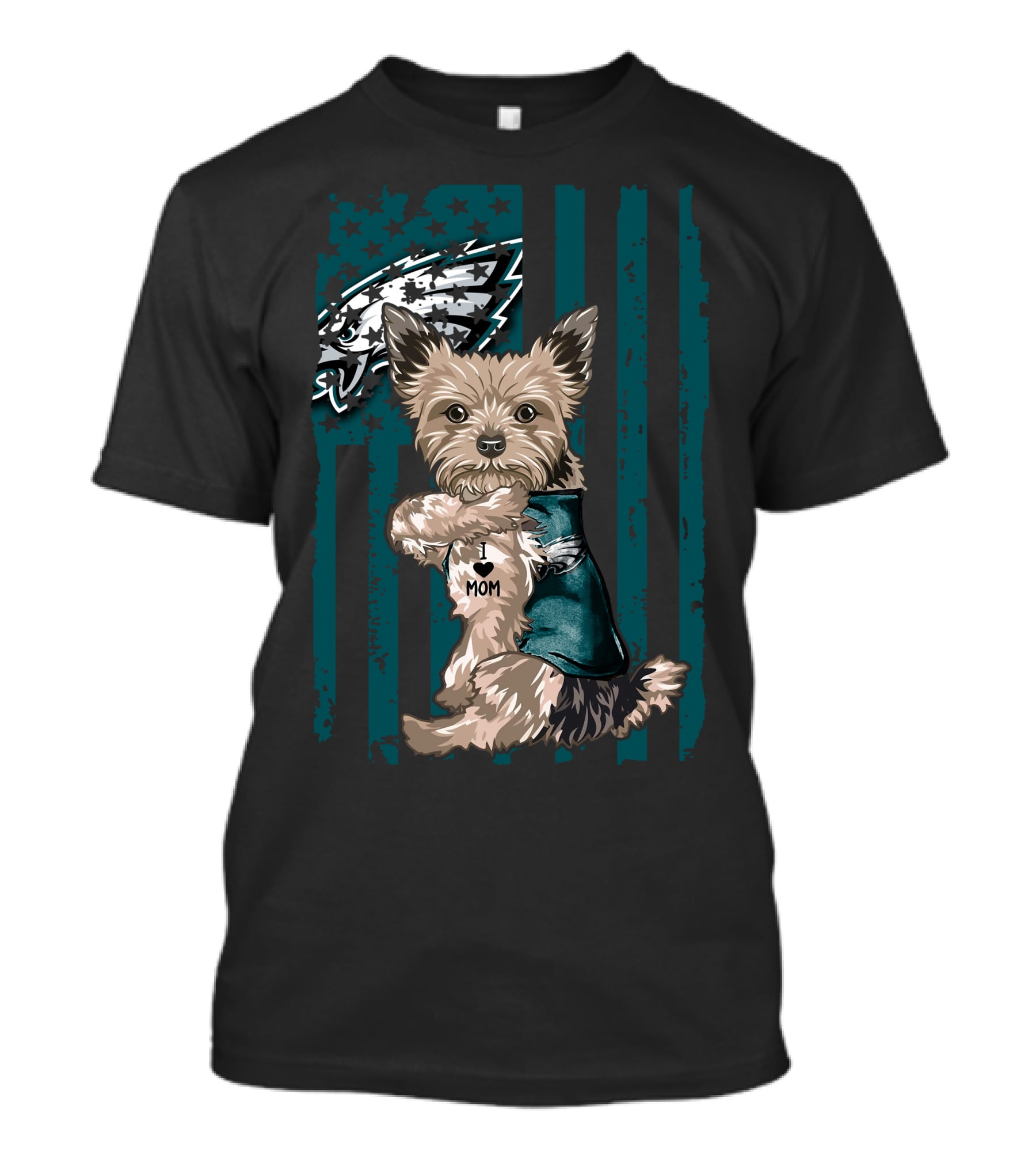 Yorkshire Terrier I Love Mom Philadelphia Eagles T-Shirt