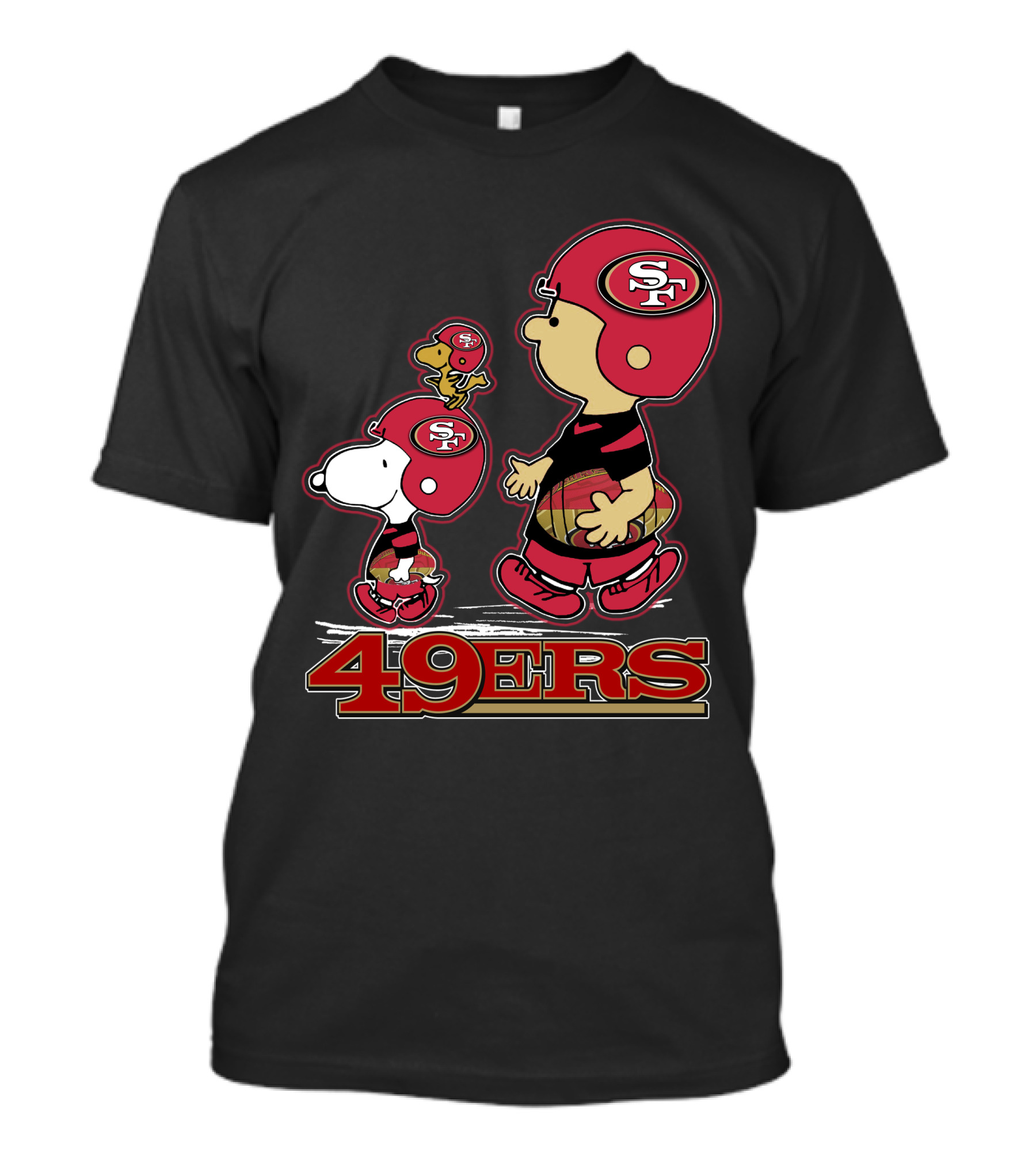 Snpfootball San Francisco 49ers Sf Helmet Peanuts Characters T-Shirt