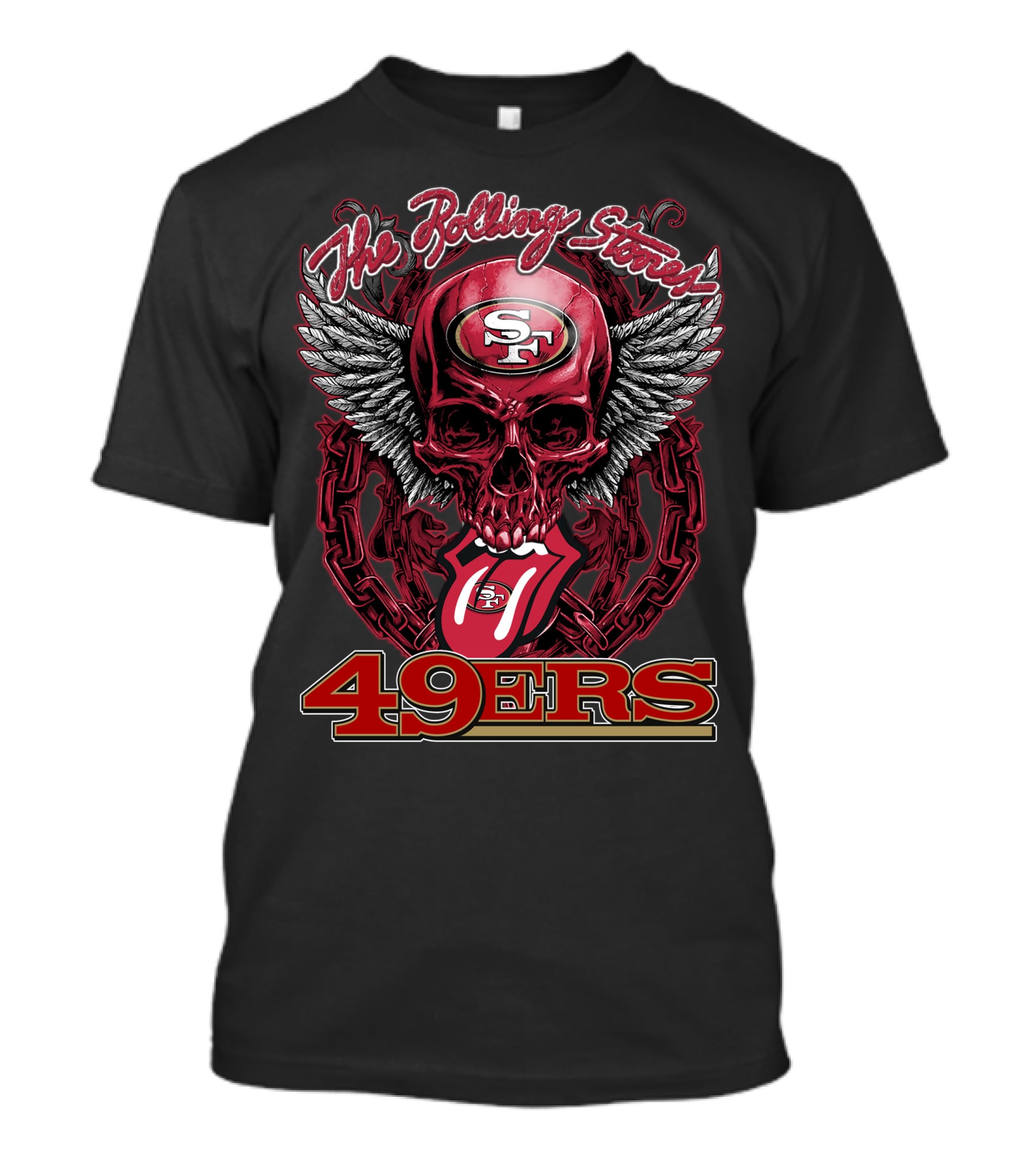 The Rolling Stones San Francisco 49ers Winged Skull And Tongue 49ers T-Shirt