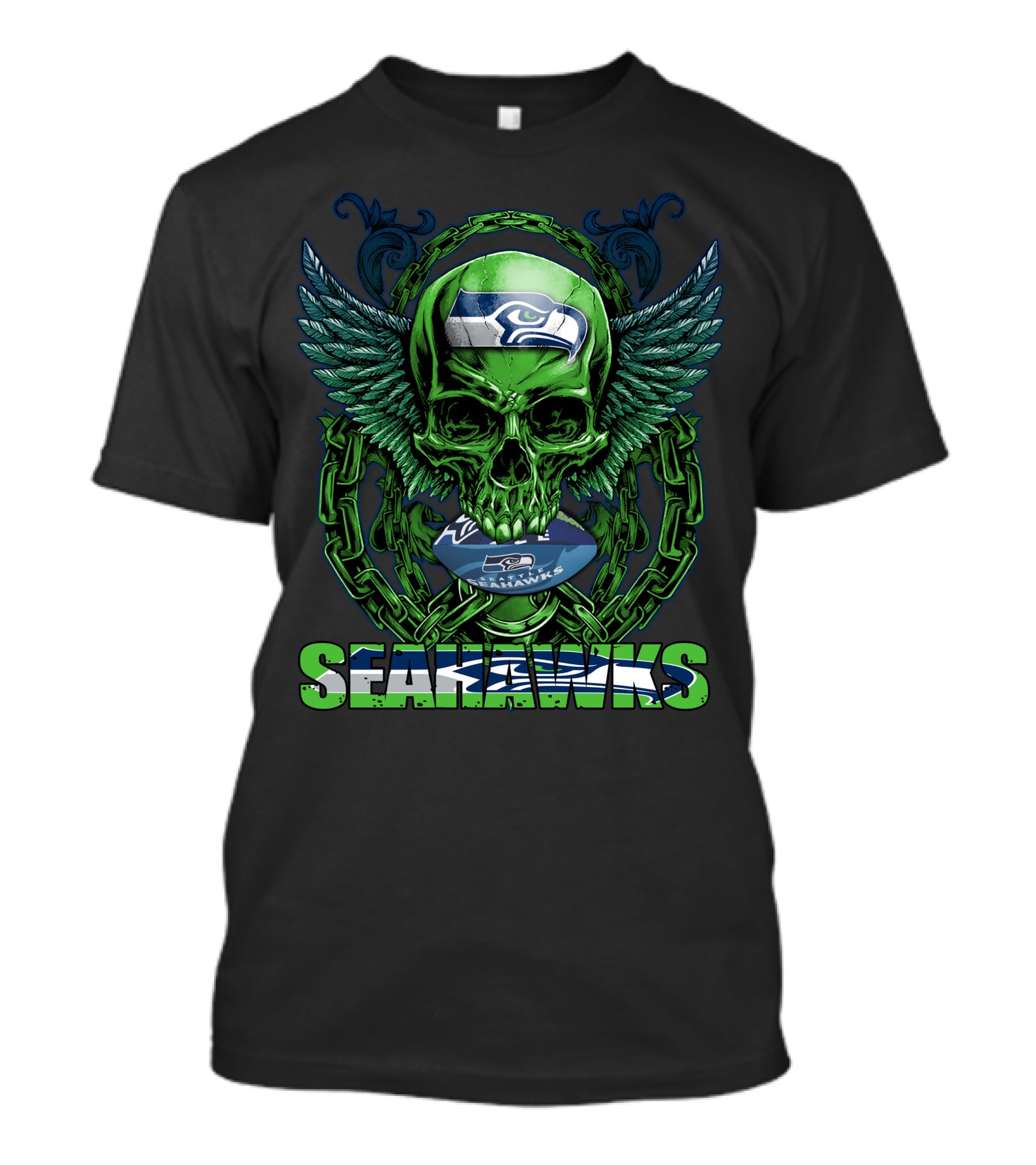 Seattle Seahawks Skull With Winged T-Shirt