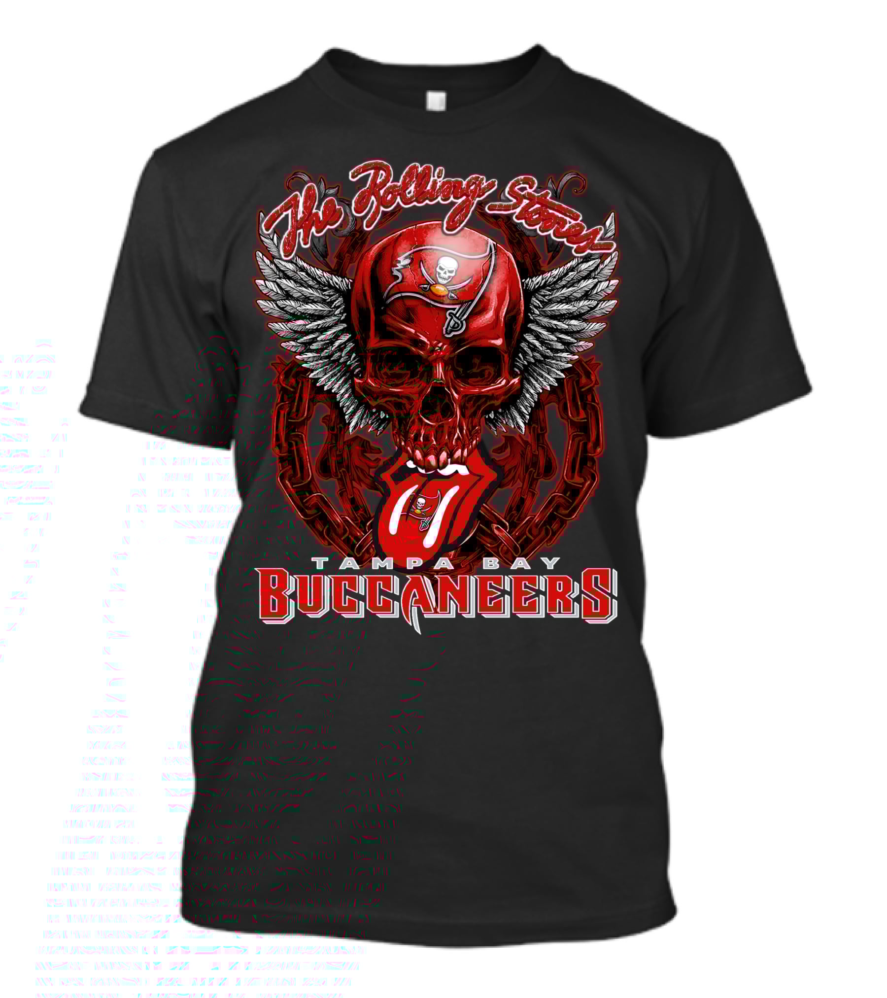 The Rolling Stones Tampa Bay Buccaneers Skull With Wings And Tongue T-Shirt
