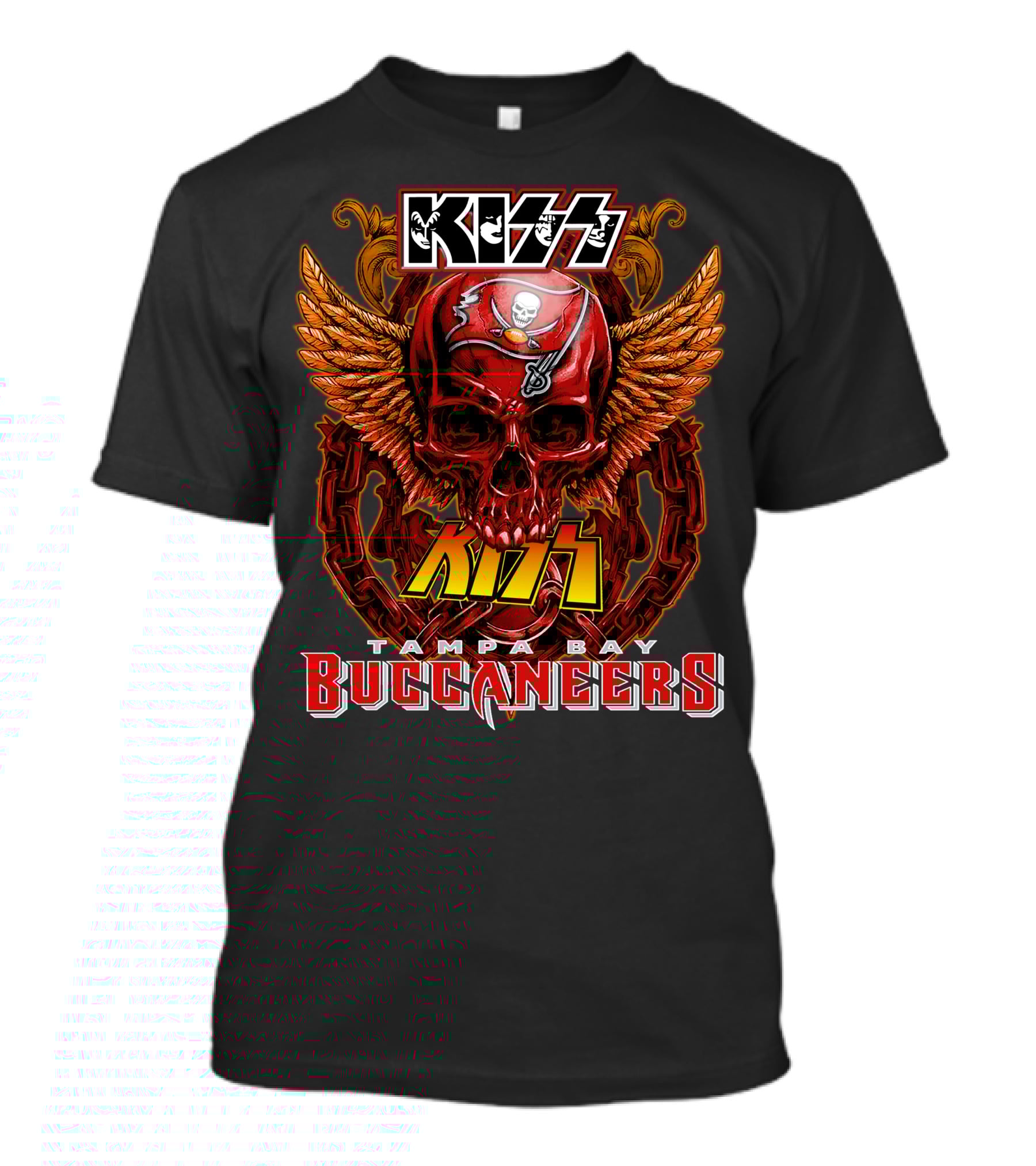 Kiss Tampa Bay Buccaneers Skull With Wings T-Shirt