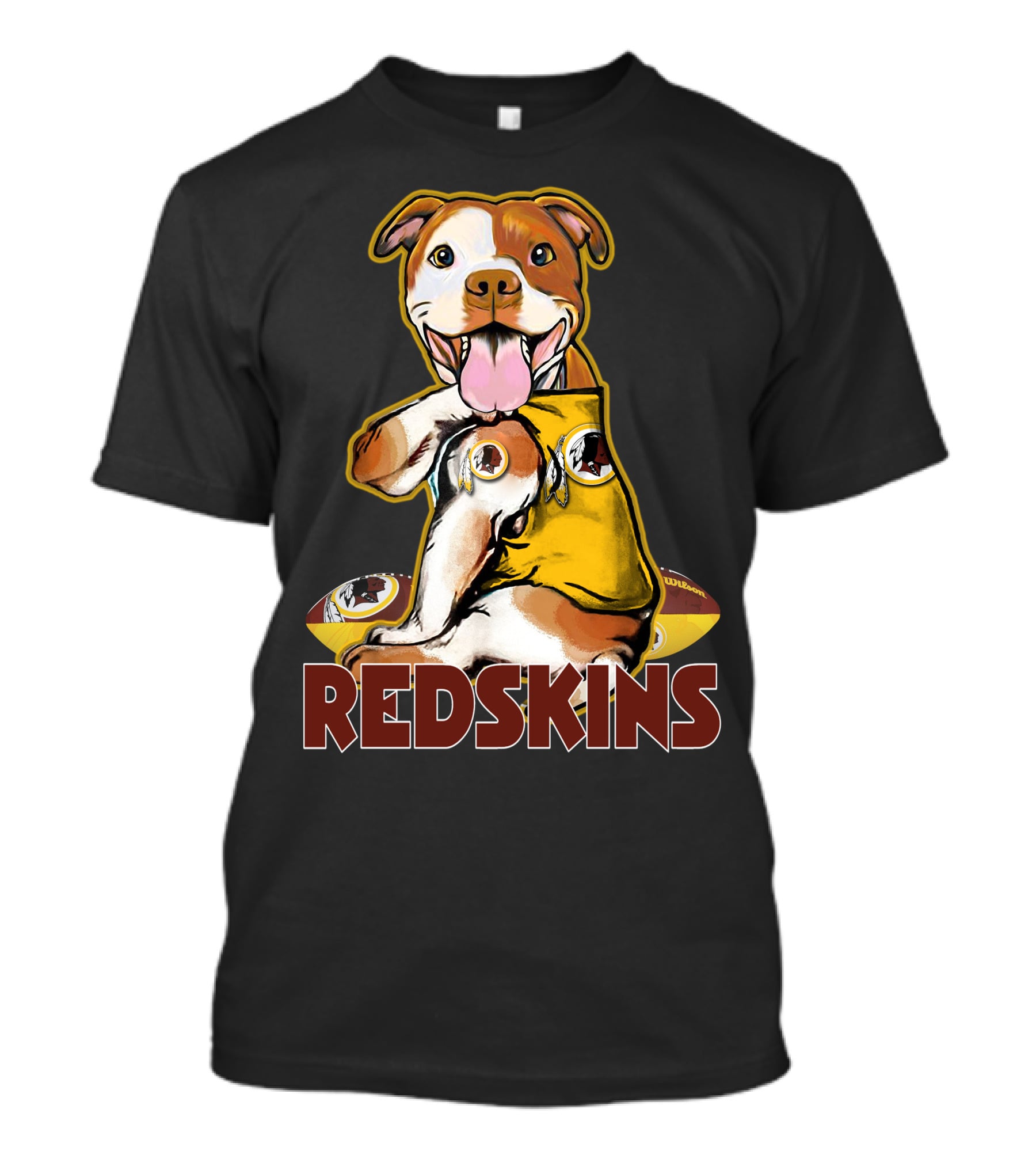 Pitbull Redskins Football Mascot T-Shirt